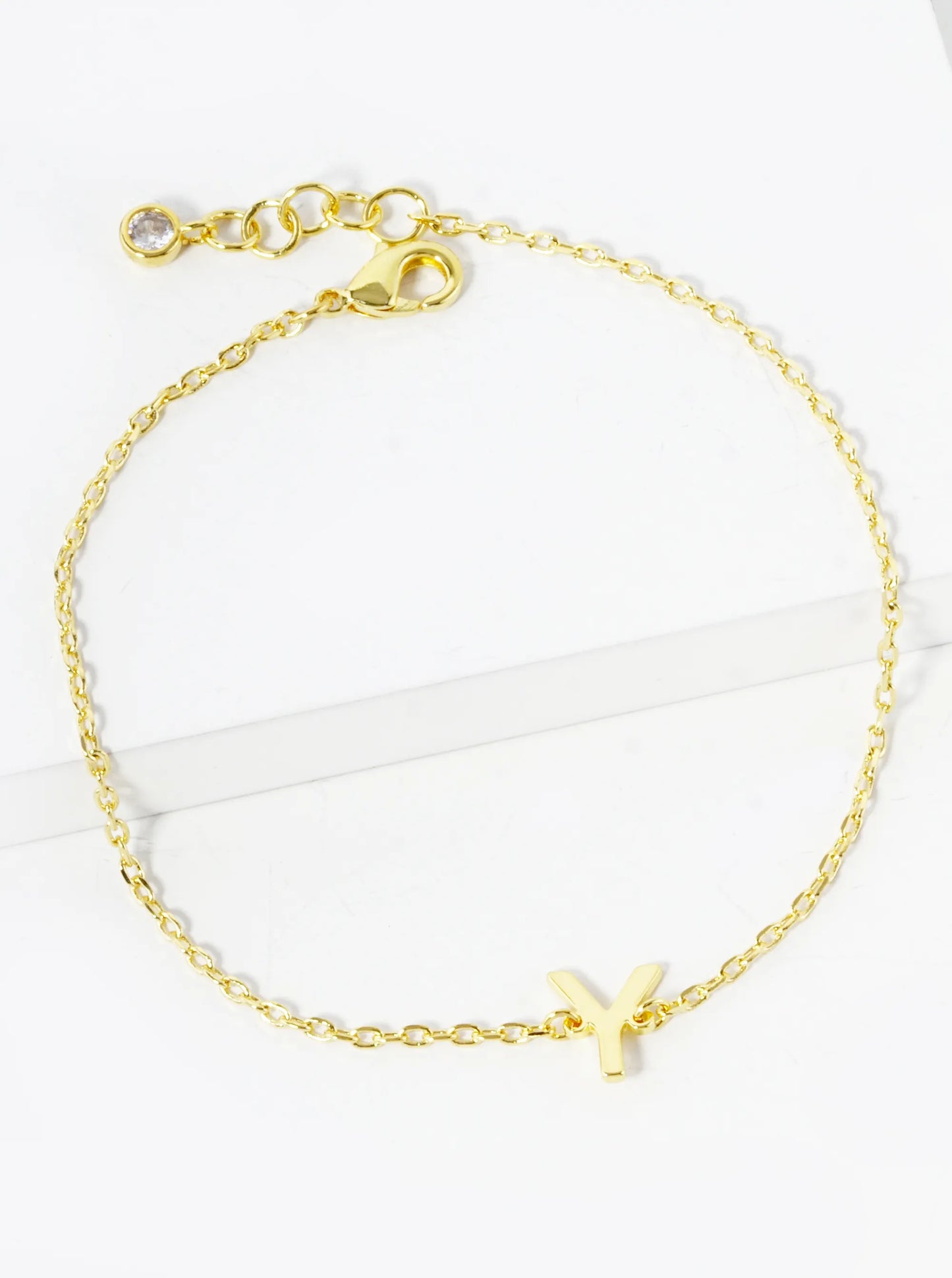 18K Gold Dipped Brass Initial Chain Bracelet