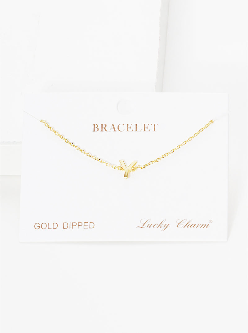 18K Gold Dipped Brass Initial Chain Bracelet