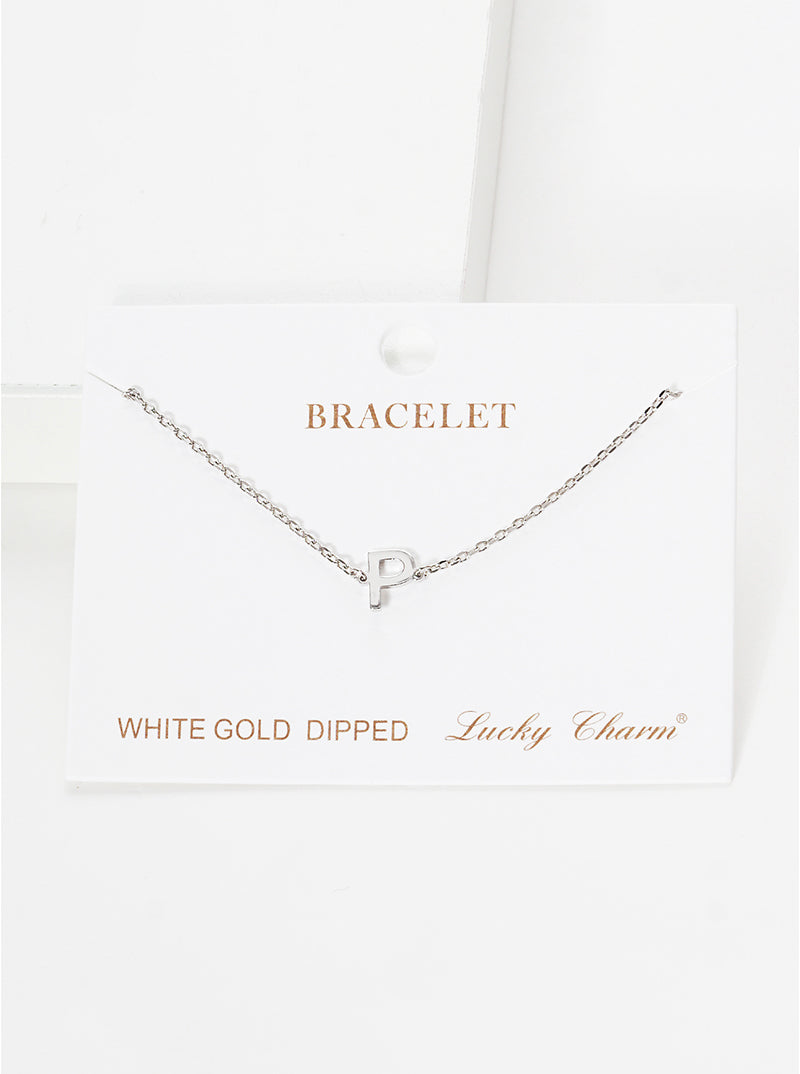 18K Gold Dipped Brass Initial Chain Bracelet
