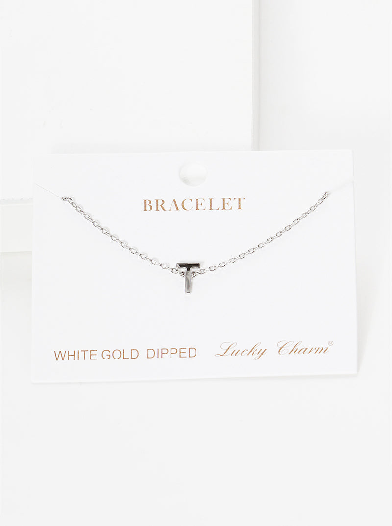 18K Gold Dipped Brass Initial Chain Bracelet