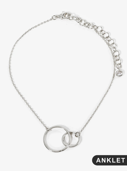 18K Gold Dipped Brass Interlocking Two Circles Chain Anklet