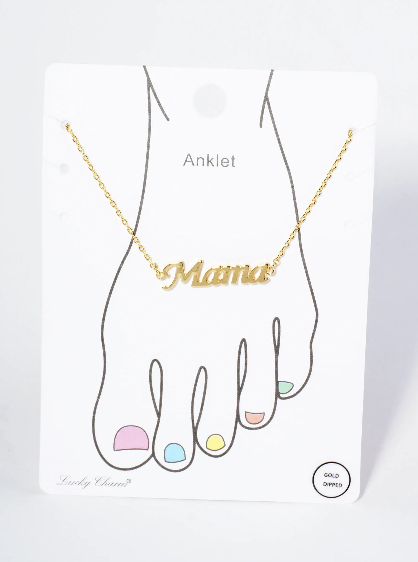 18K Gold Dipped Brass Italic Mama Chain Anklet