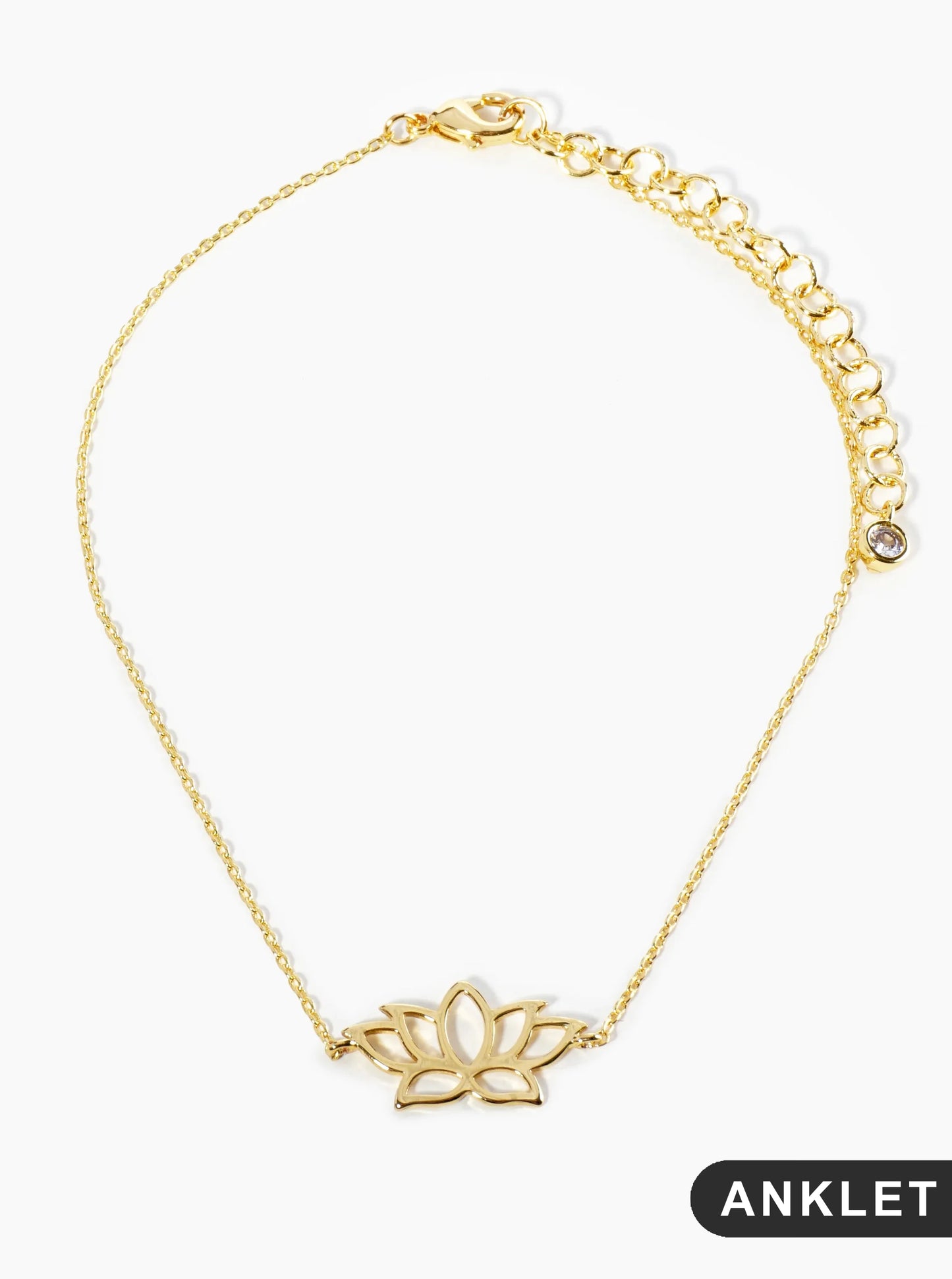 18K Gold Dipped Brass Lotus Chain Anklet