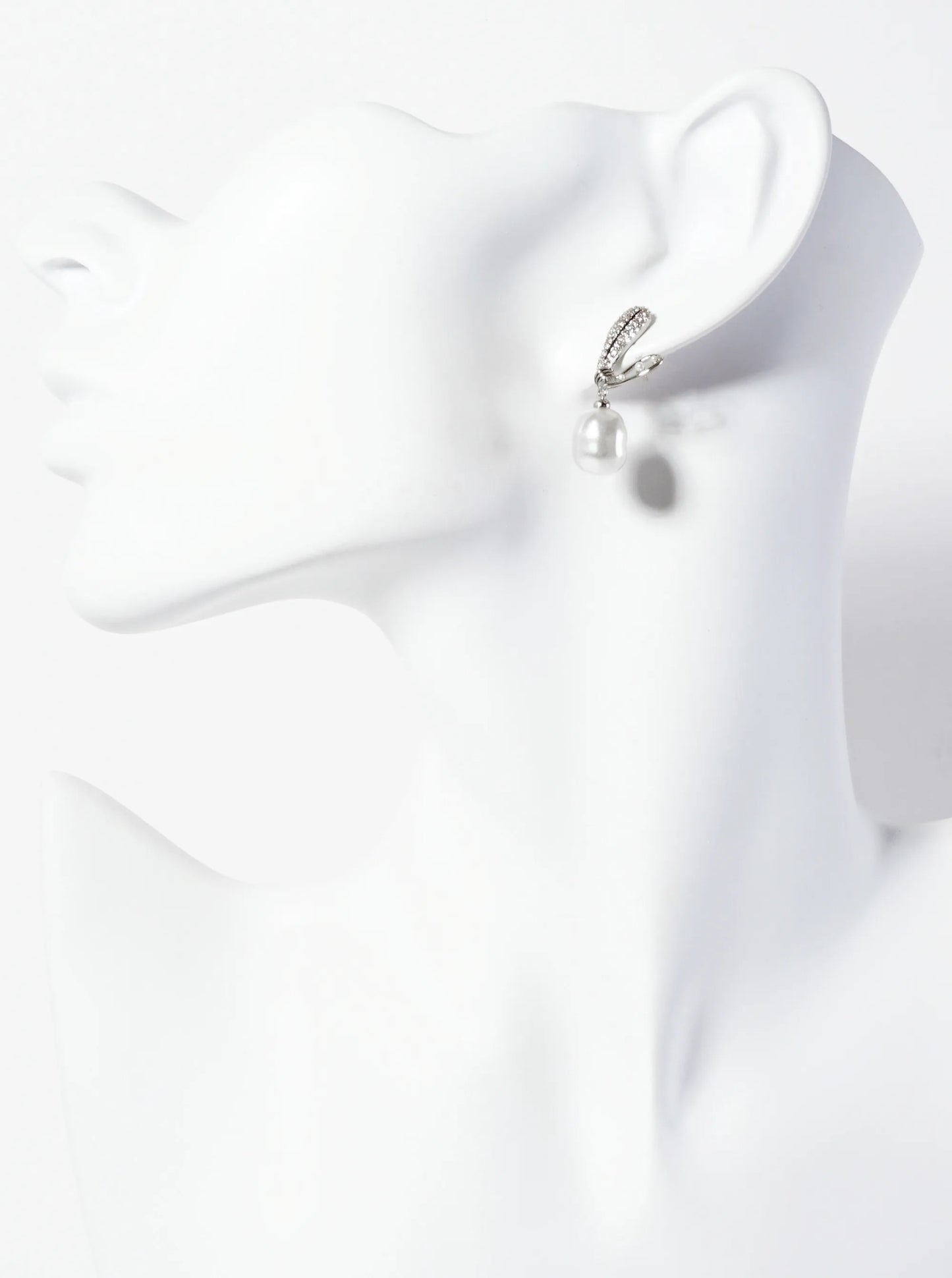 18K-Gold-Dipped Brass Micro-Pave-Set Cubic-Zirconia Heart Post Earrings With Pearl Drop