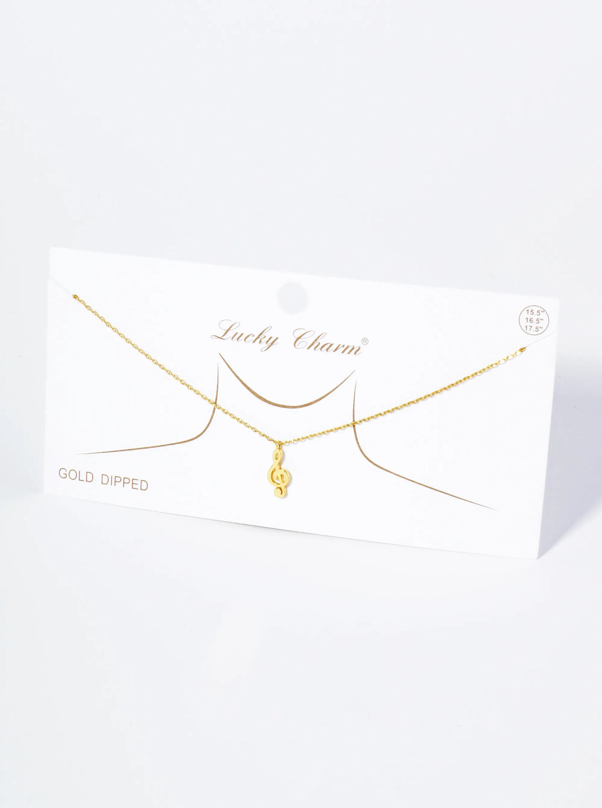 18K Gold Dipped Brass Musical Note Pendant Necklace