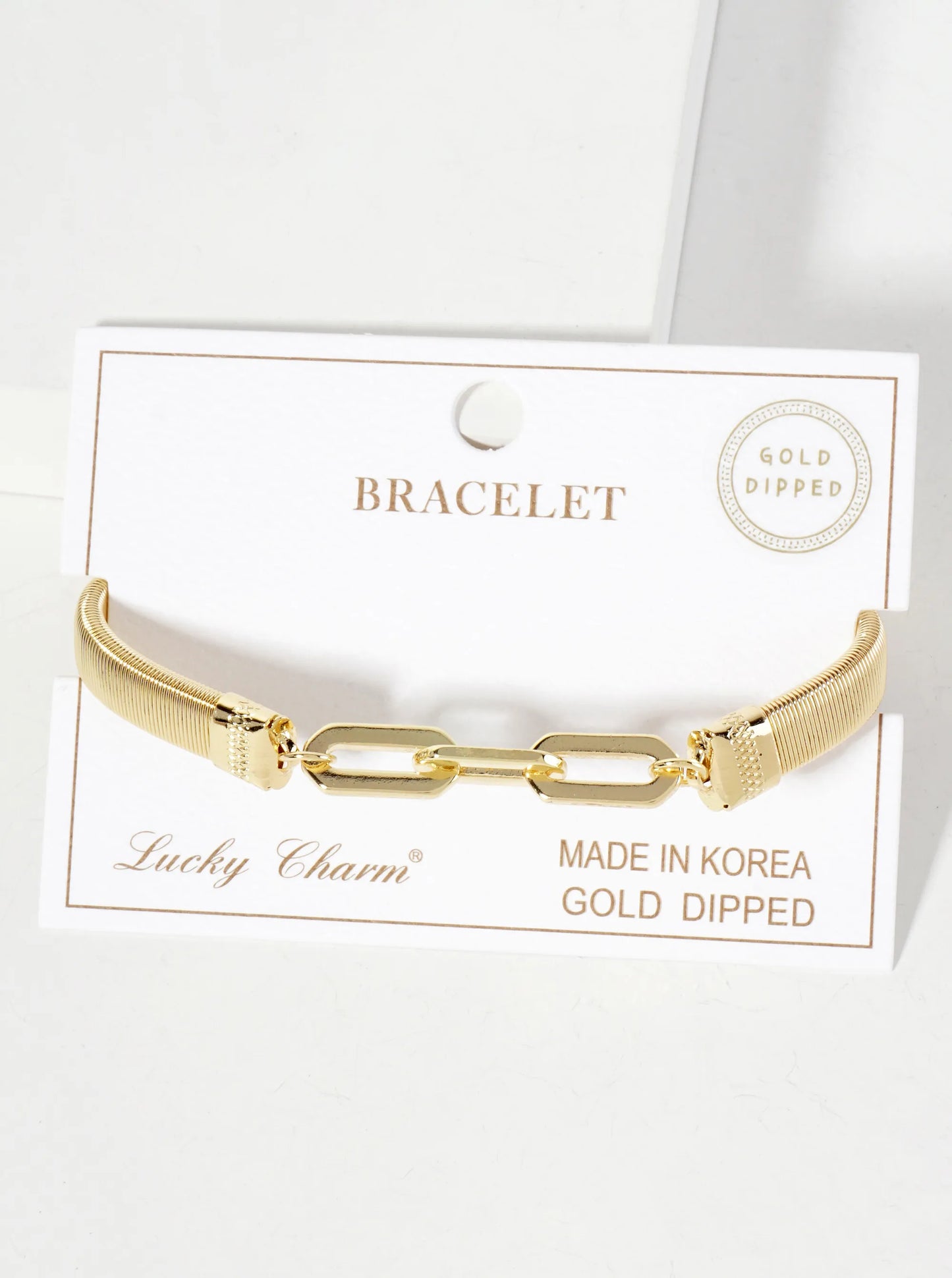 18K-Gold-Dipped Brass Omega Chain Stretch Bracelet