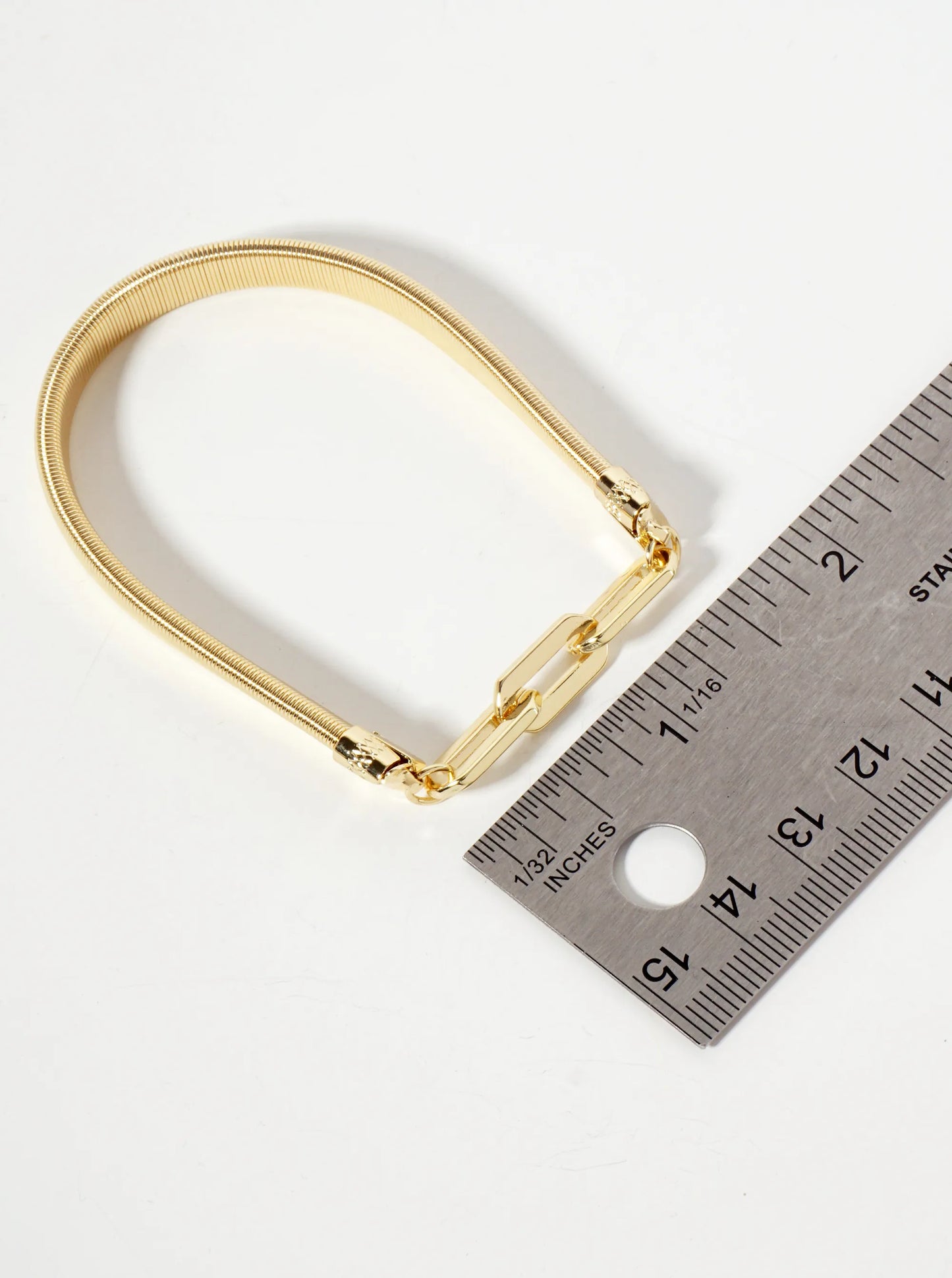 18K-Gold-Dipped Brass Omega Chain Stretch Bracelet
