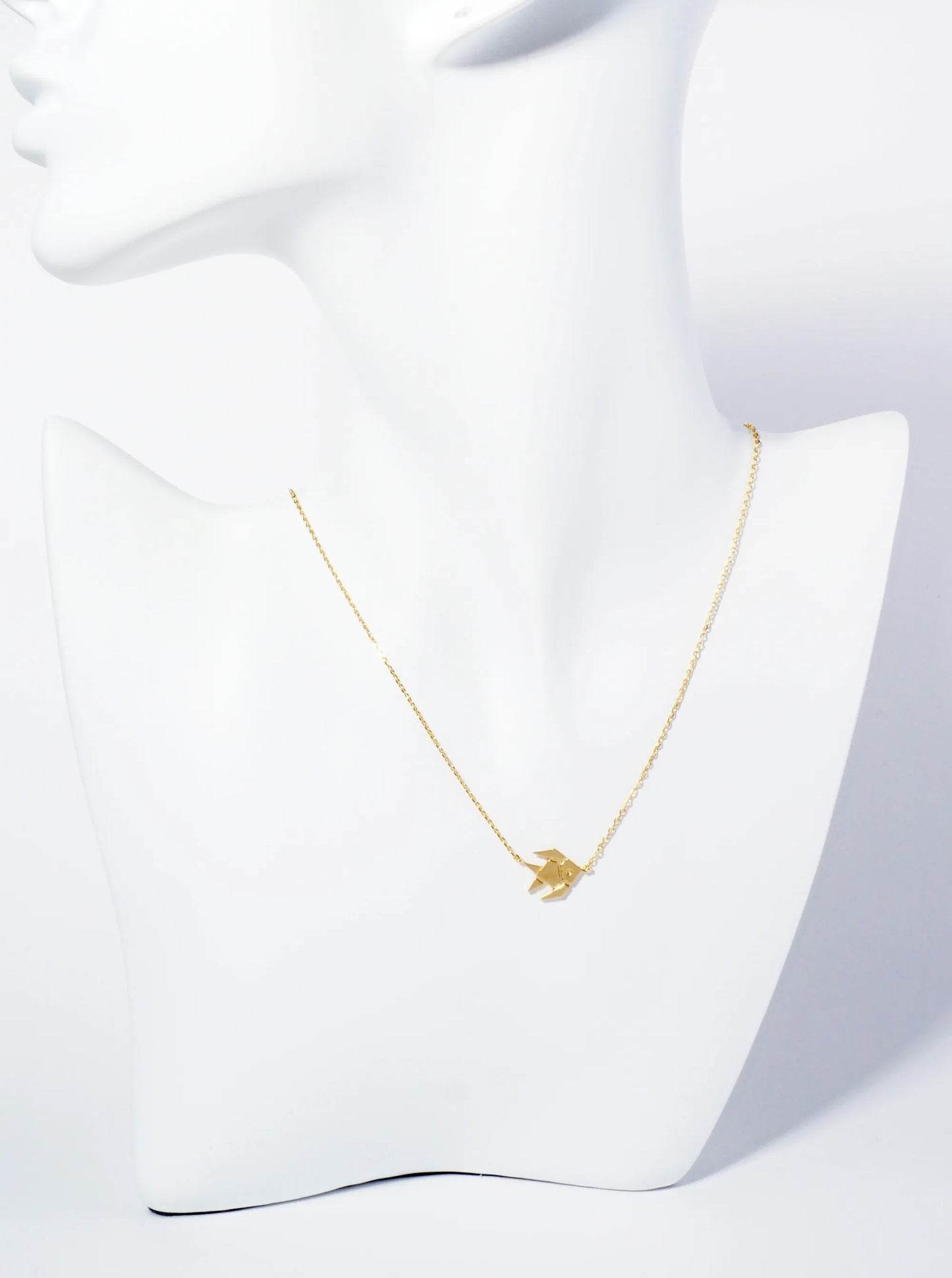 18K Gold Dipped Brass Paper Fish Pendant Necklace