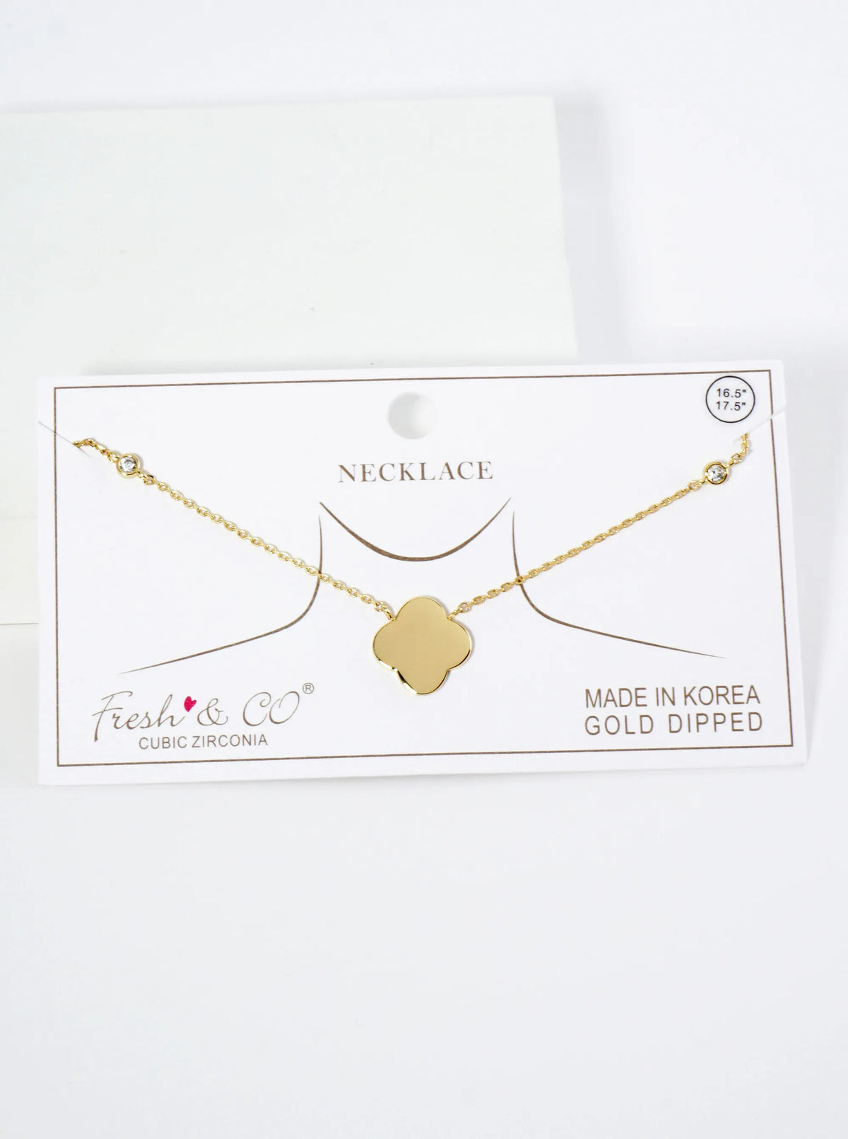 18K Gold Dipped Brass Quatrefoil Pendant Necklace