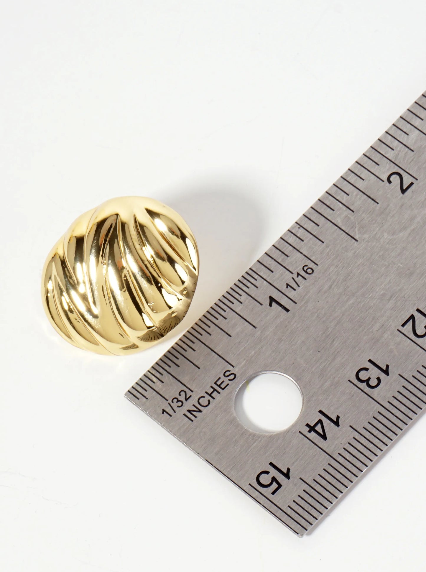 18K-Gold-Dipped Brass Ribbed Oval-Shaped Stud Earrings