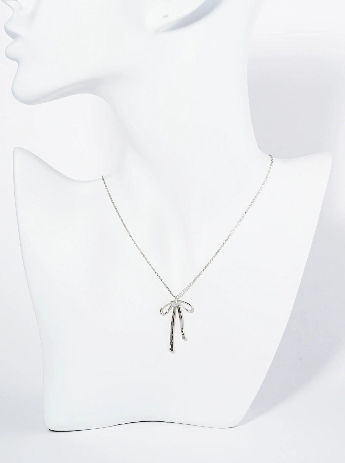 18K Gold Dipped Brass Ribbon Bow Pendant Necklace