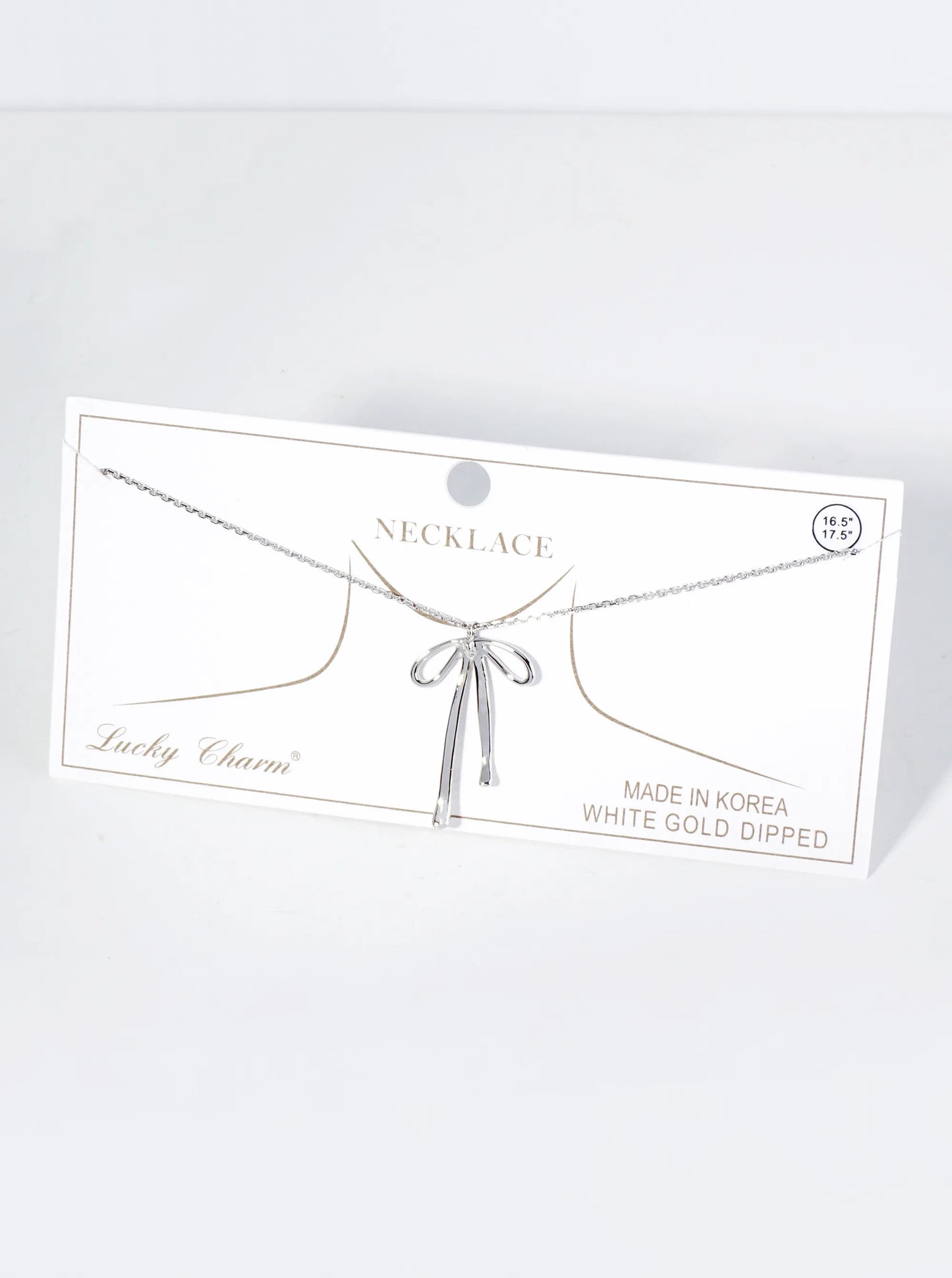 18K Gold Dipped Brass Ribbon Bow Pendant Necklace