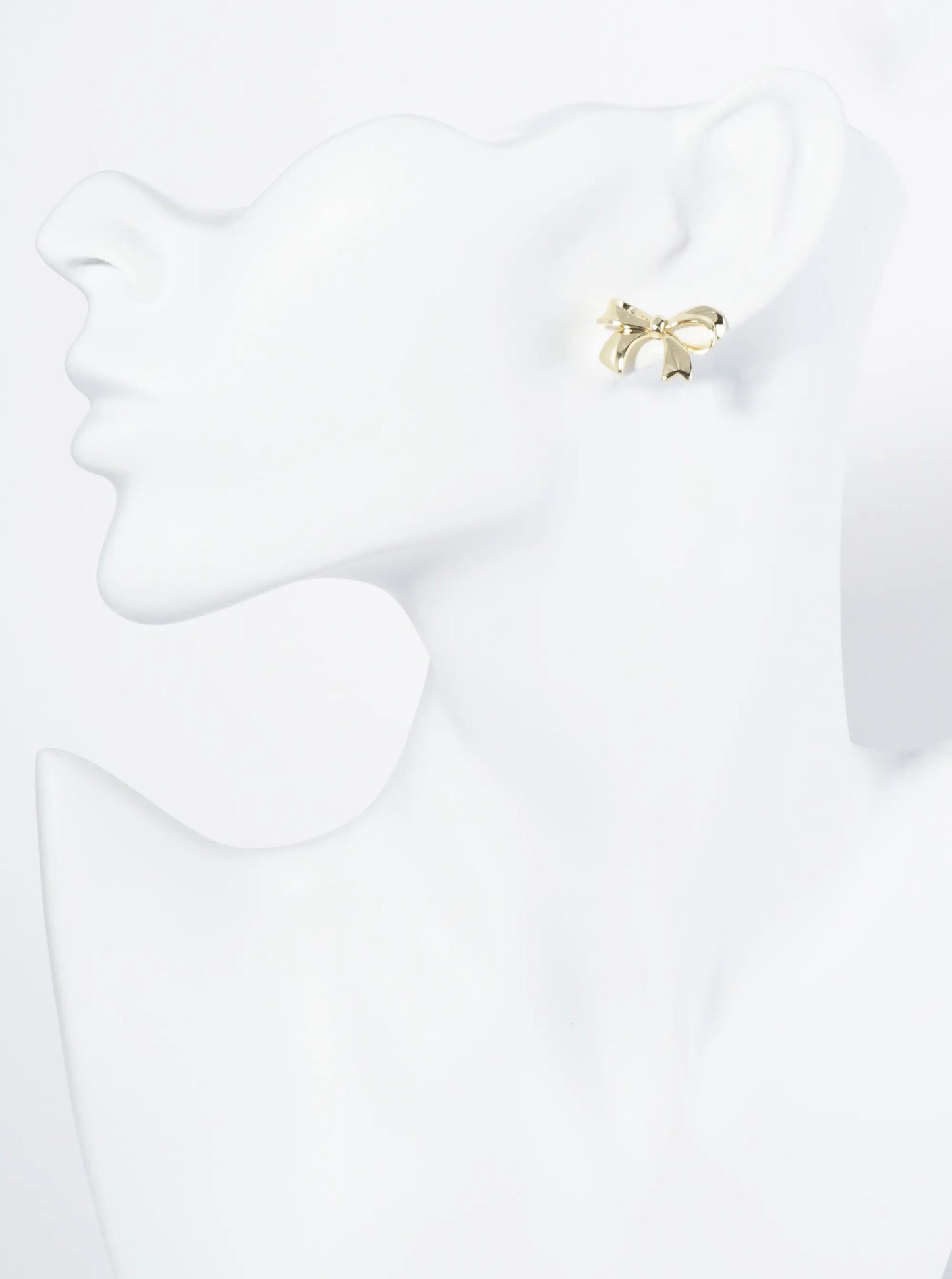 18K Gold Dipped Brass Ribbon Bow Stud Earrings