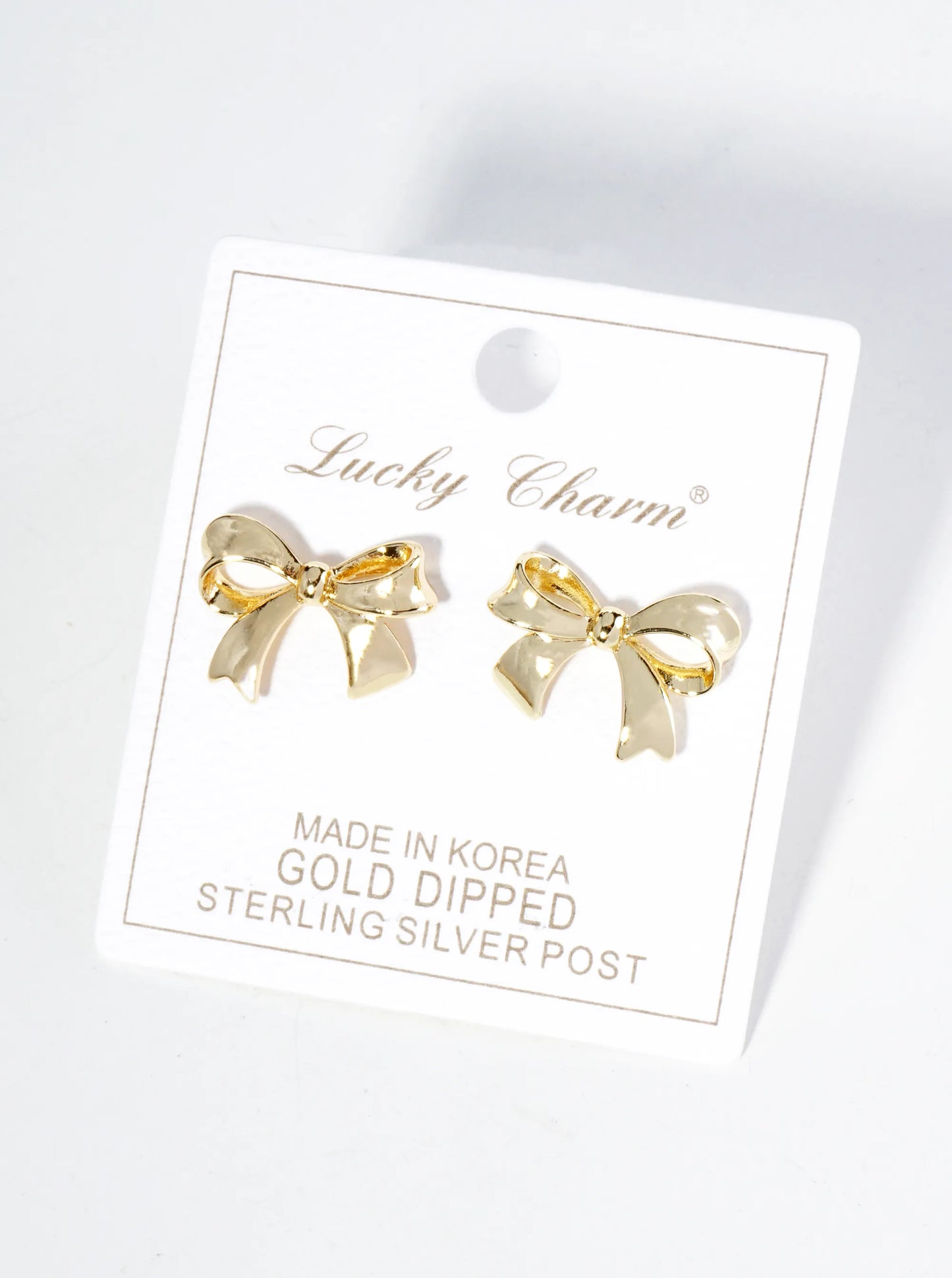 18K Gold Dipped Brass Ribbon Bow Stud Earrings