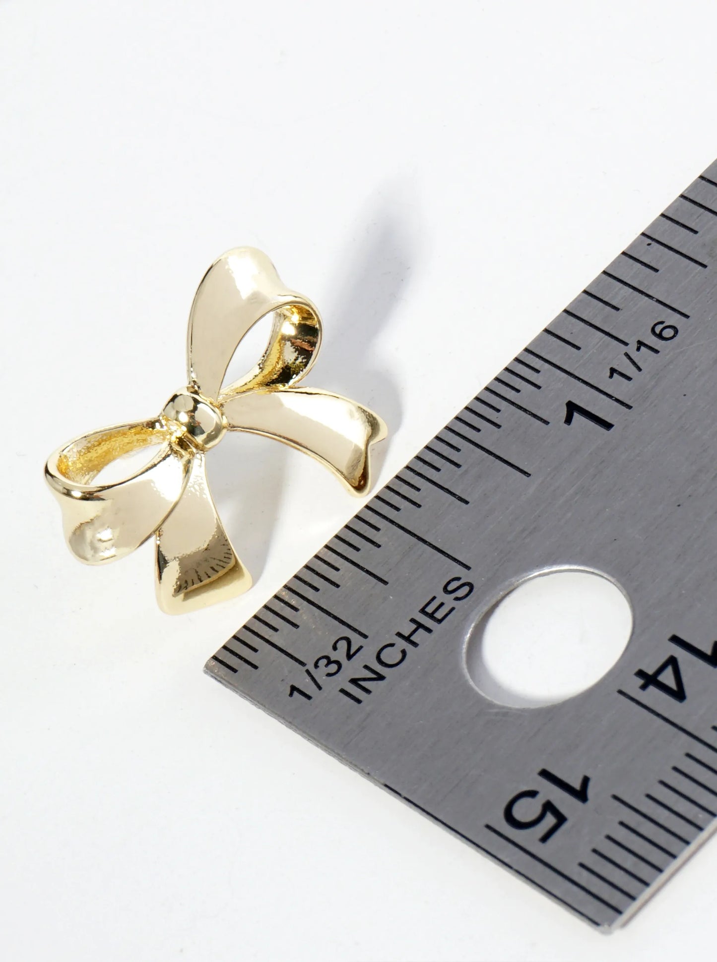 18K Gold Dipped Brass Ribbon Bow Stud Earrings