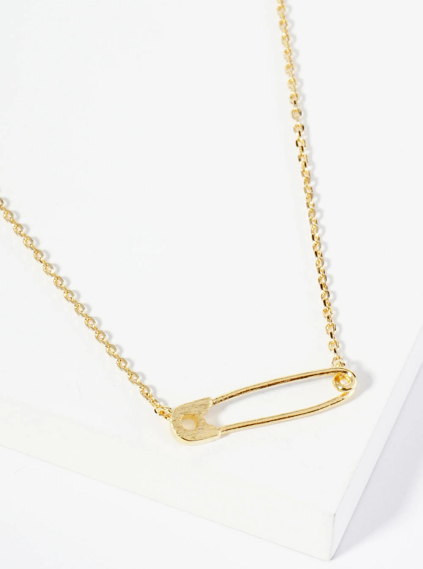18K Gold Dipped Brass Safety Pin Pendant Necklace