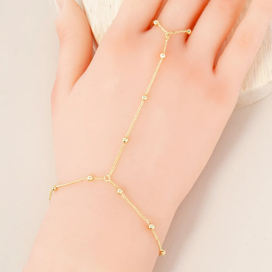 18K-Gold-Dipped Brass Satellite Hand-Chain Bracelet