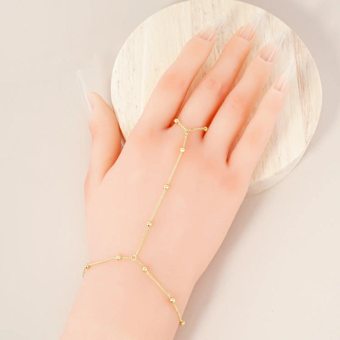 18K-Gold-Dipped Brass Satellite Hand-Chain Bracelet