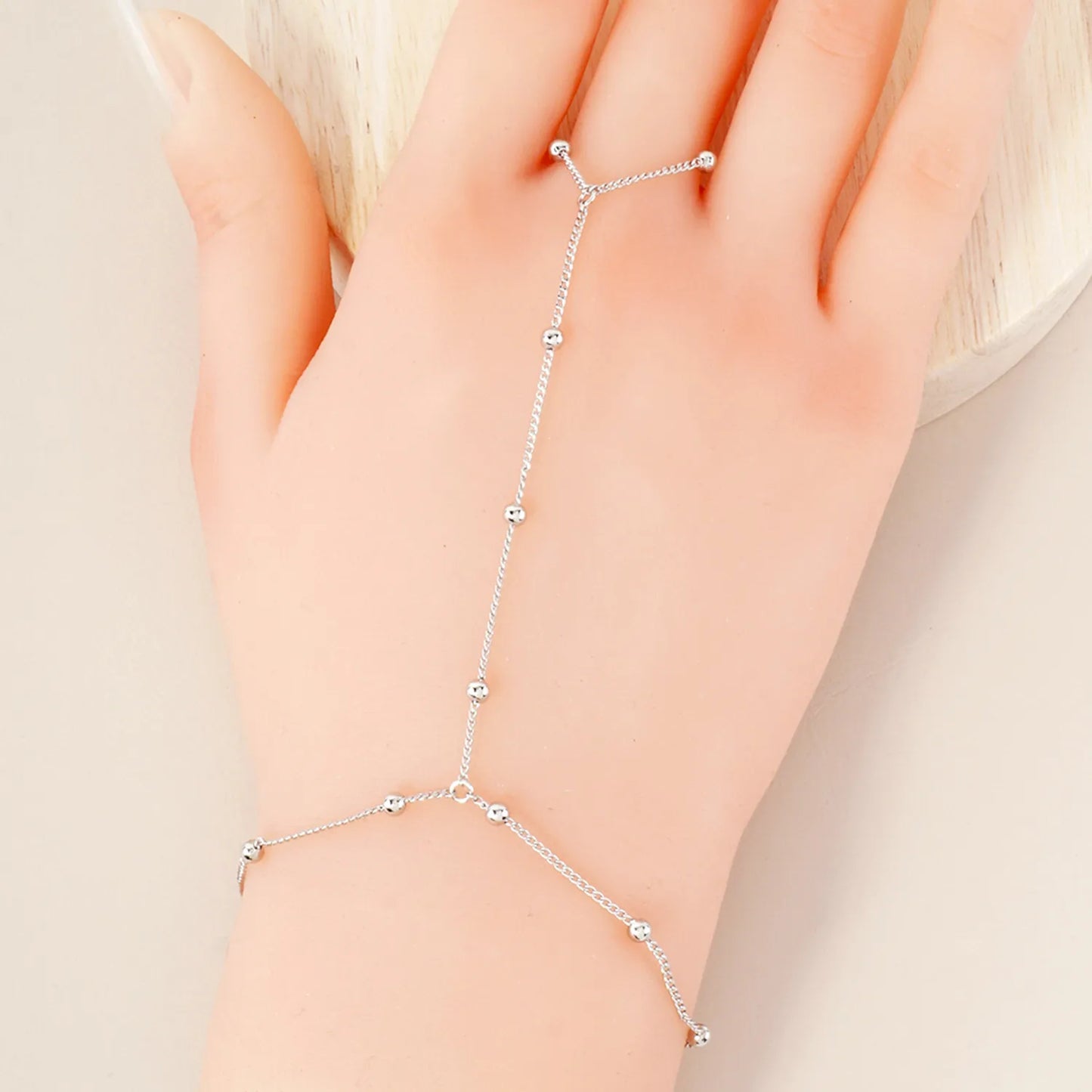 18K-Gold-Dipped Brass Satellite Hand-Chain Bracelet