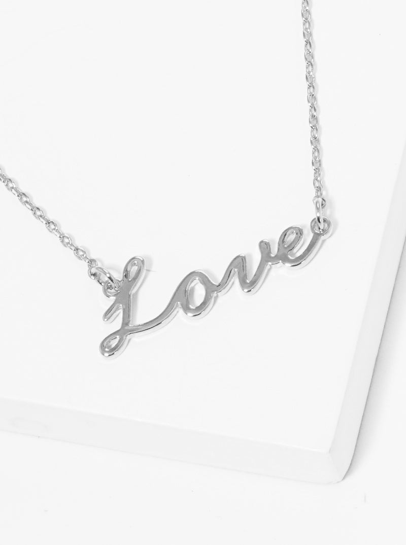 18K-Gold-Dipped Brass Script Love Pendant Necklace