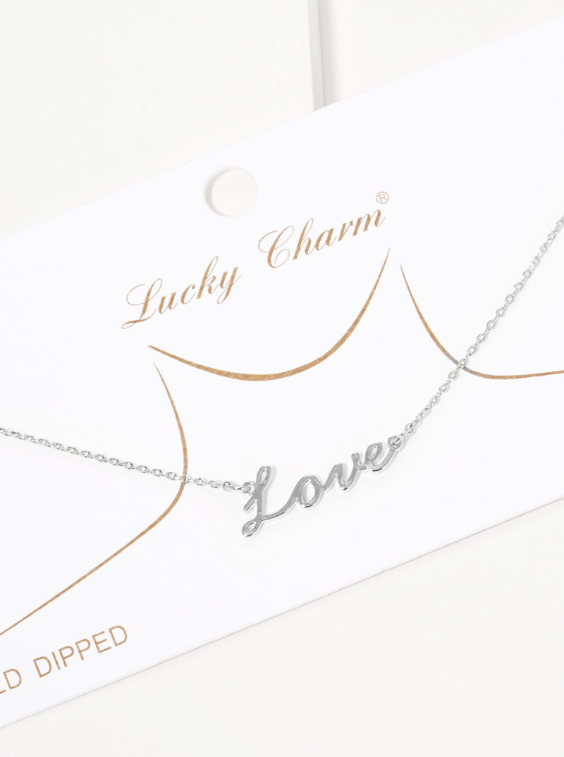 18K-Gold-Dipped Brass Script Love Pendant Necklace