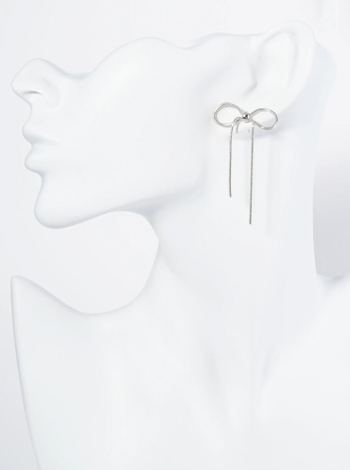 18K Gold Dipped Brass Snake Chain Ribbon Bow Drop Post Earrings