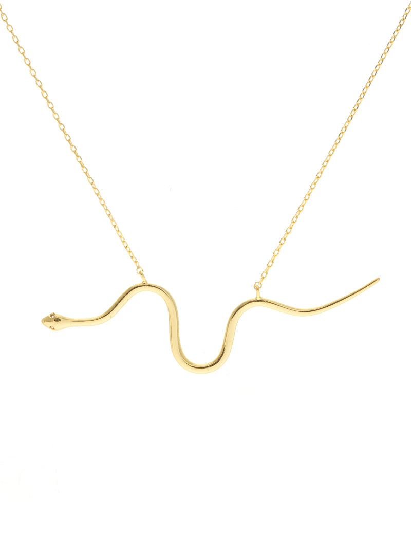18K-Gold-Dipped Brass Snake Pendant Necklace