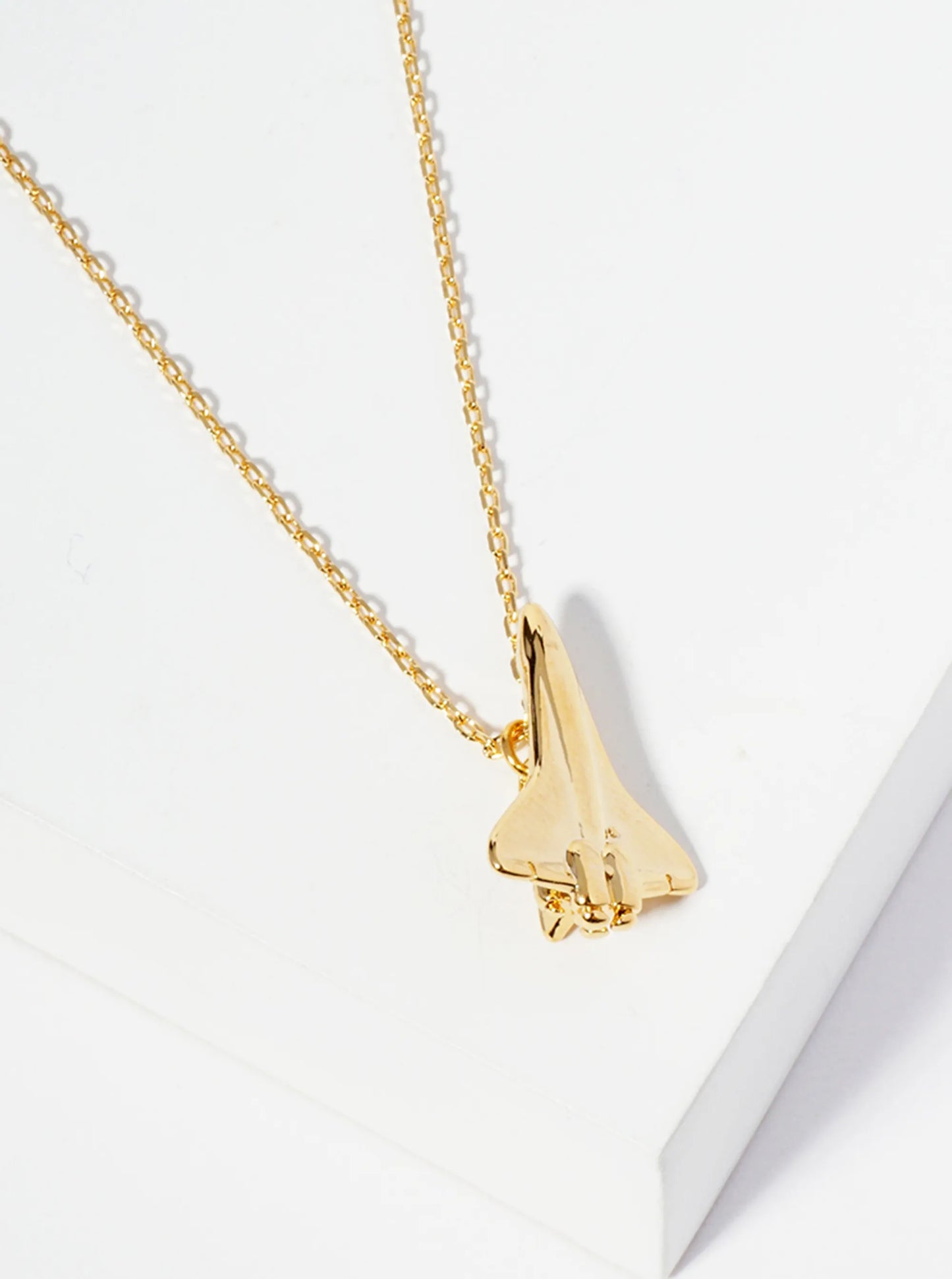 18K-Gold-Dipped Brass Spacecraft Rocket Pendant Necklace