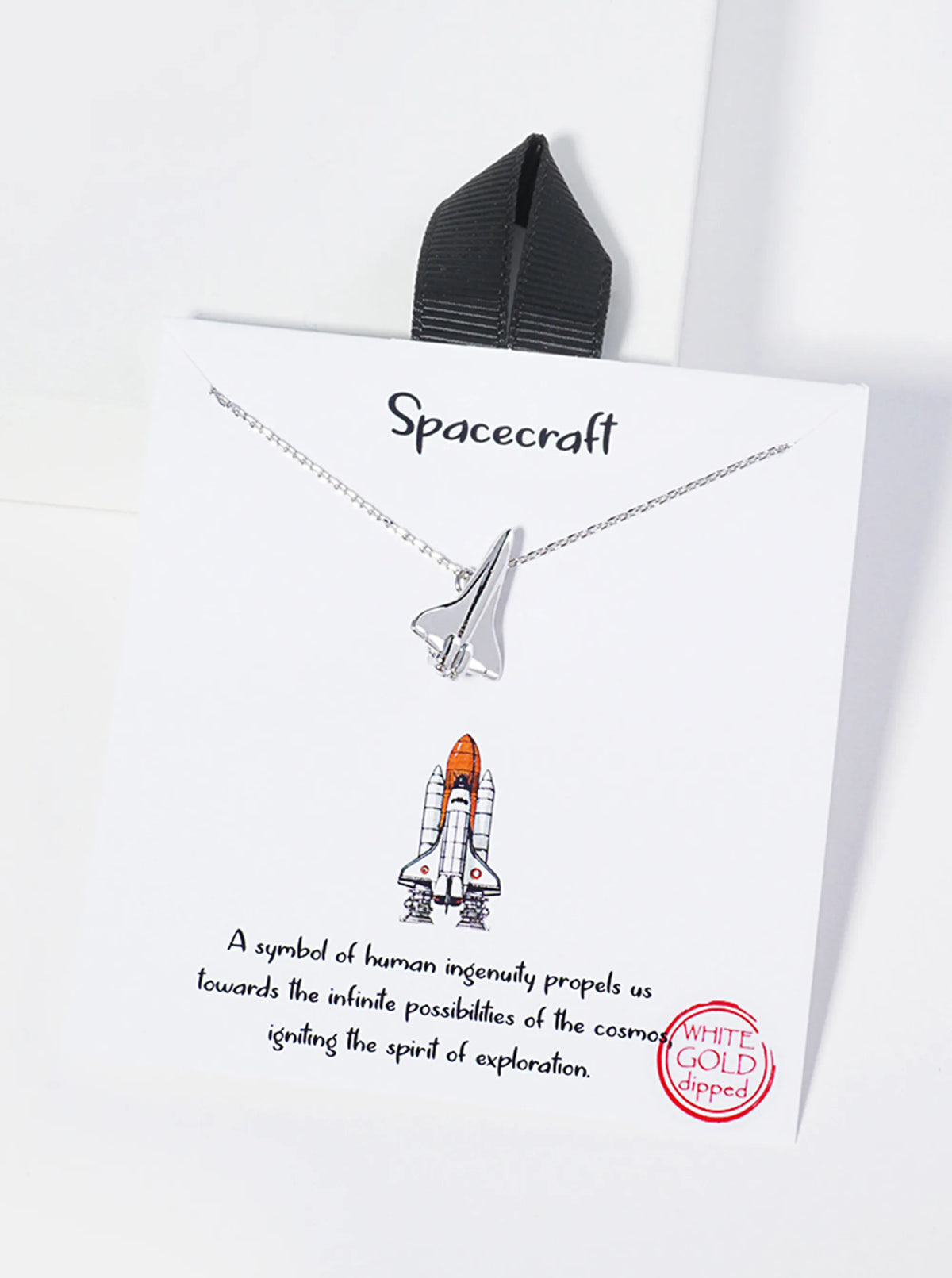 18K-Gold-Dipped Brass Spacecraft Rocket Pendant Necklace