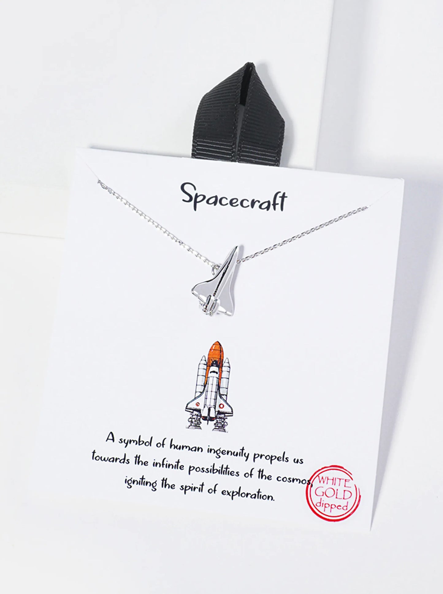 18K-Gold-Dipped Brass Spacecraft Rocket Pendant Necklace