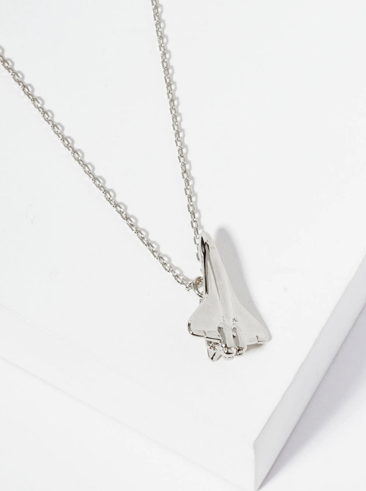 18K-Gold-Dipped Brass Spacecraft Rocket Pendant Necklace