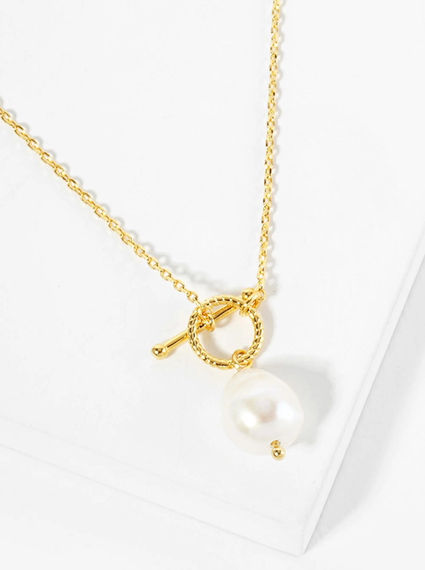 18K-Gold-Dipped Brass Toggle-Closure Freshwater-Pearl Pendant Necklace
