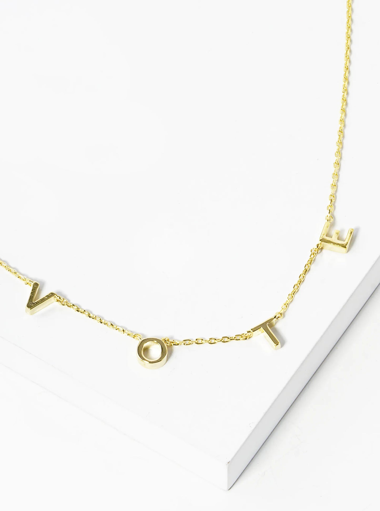 18K Gold Dipped Brass Vote Pendant Necklace