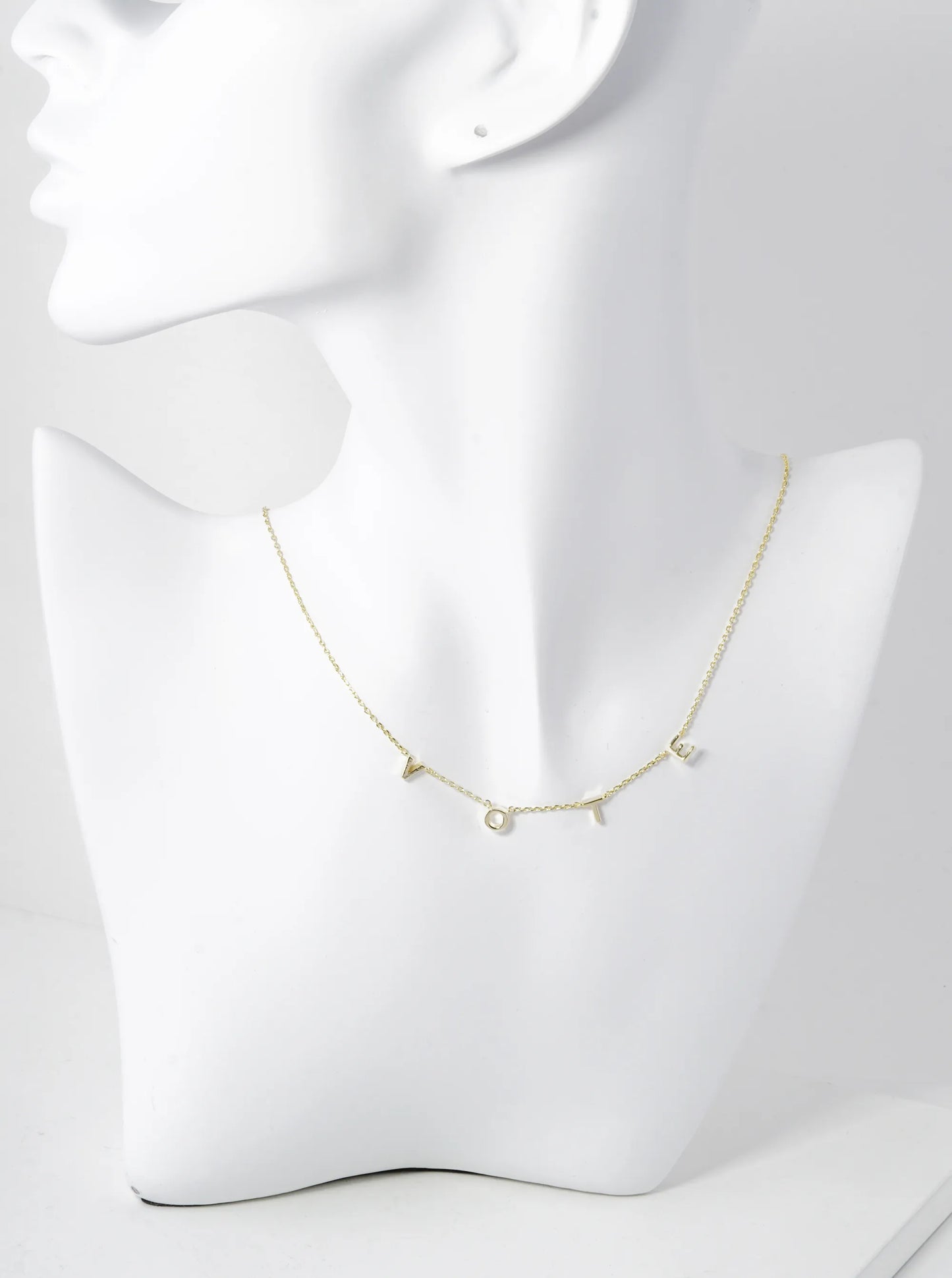 18K Gold Dipped Brass Vote Pendant Necklace