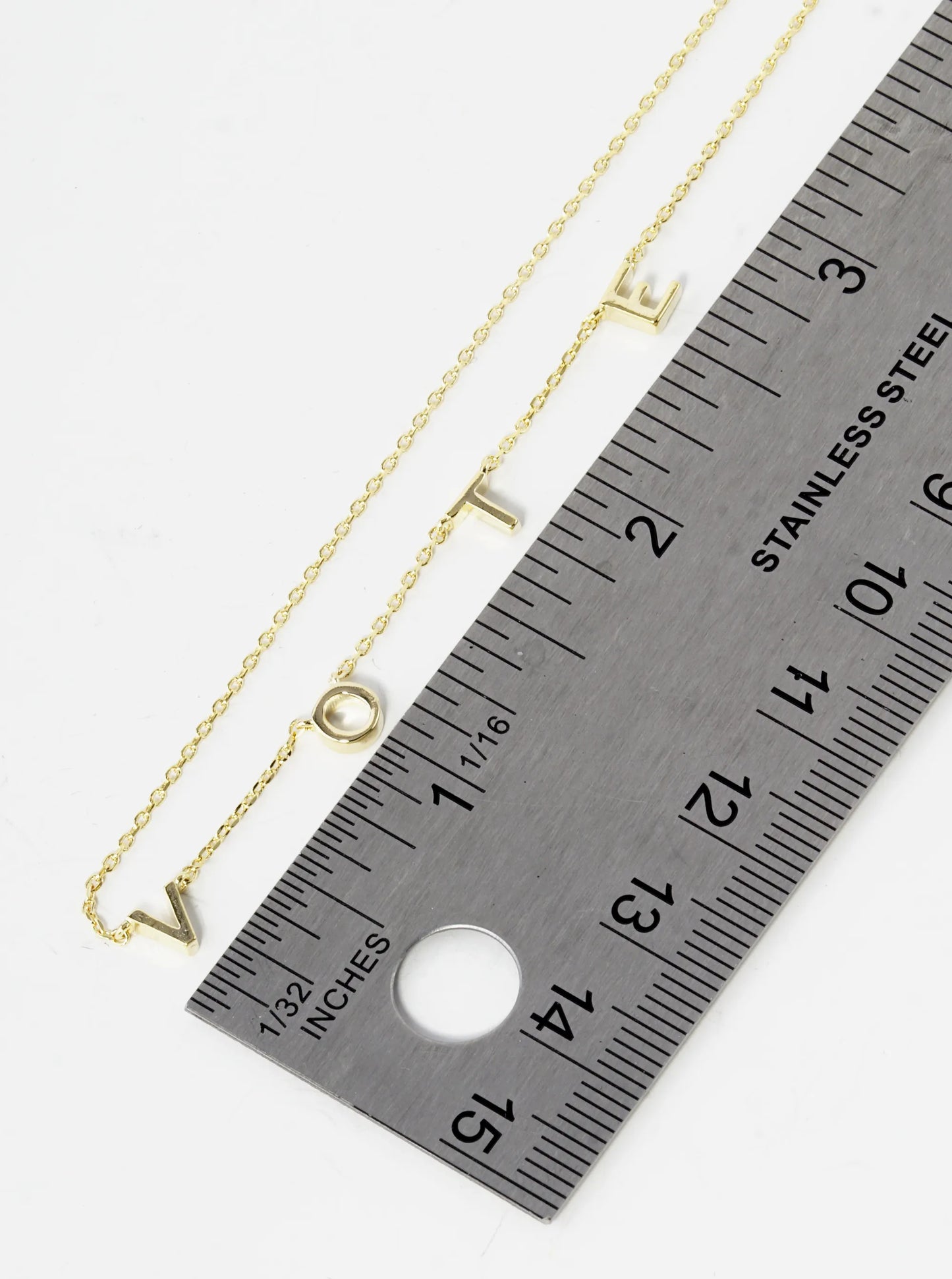 18K Gold Dipped Brass Vote Pendant Necklace