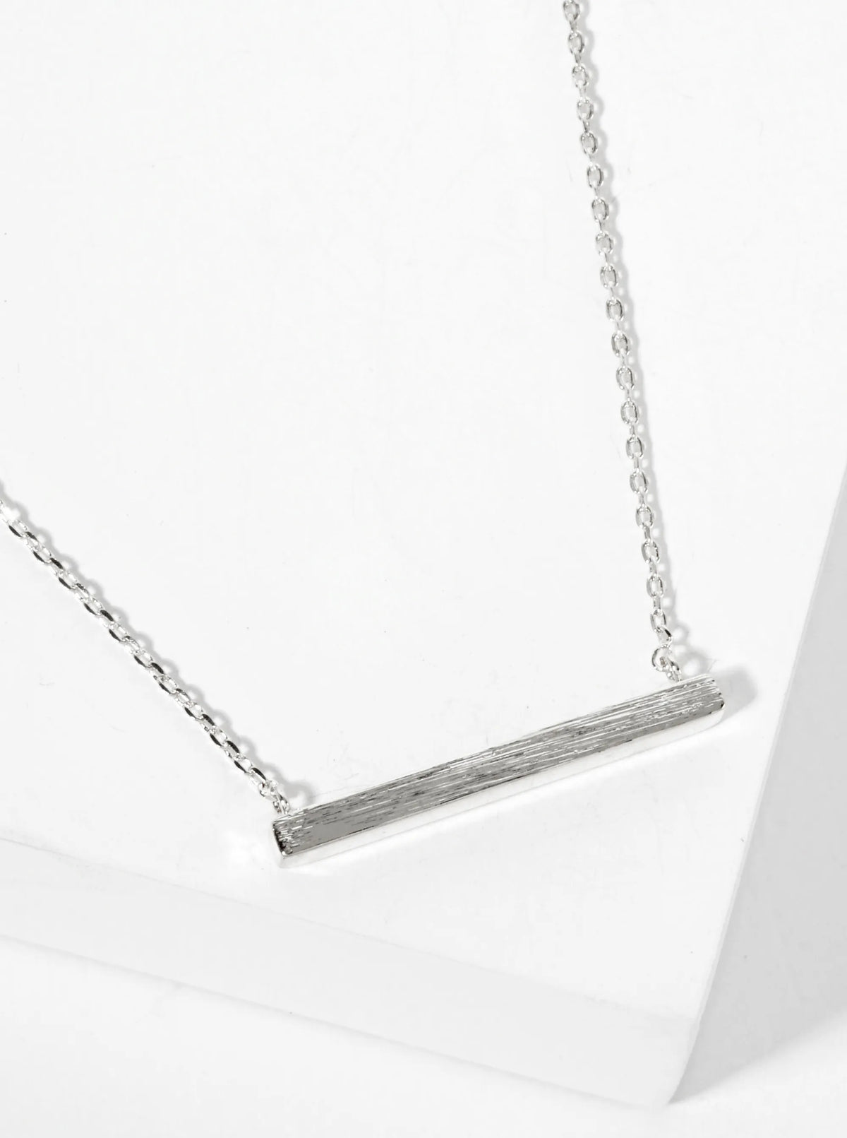 18K-Gold-Dipped Brushed Brass 1-inch Horizontal Bar Pendant Necklace