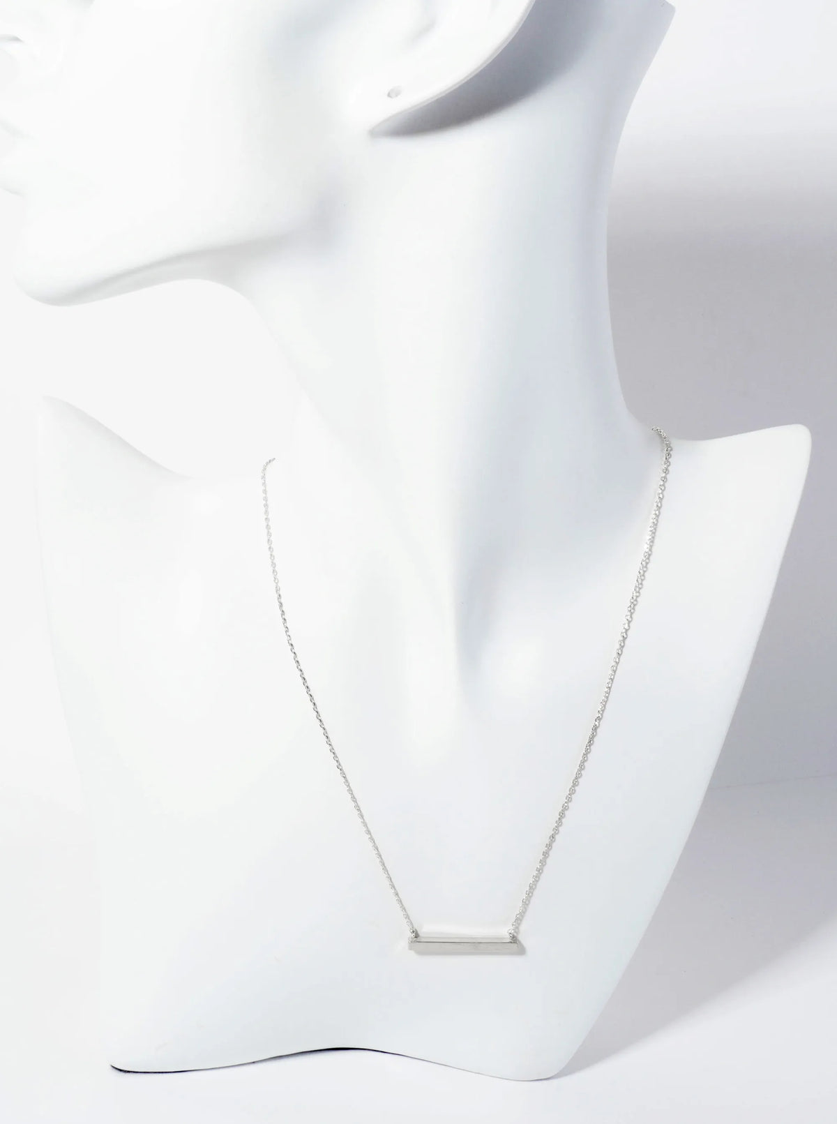 18K-Gold-Dipped Brushed Brass 1-inch Horizontal Bar Pendant Necklace