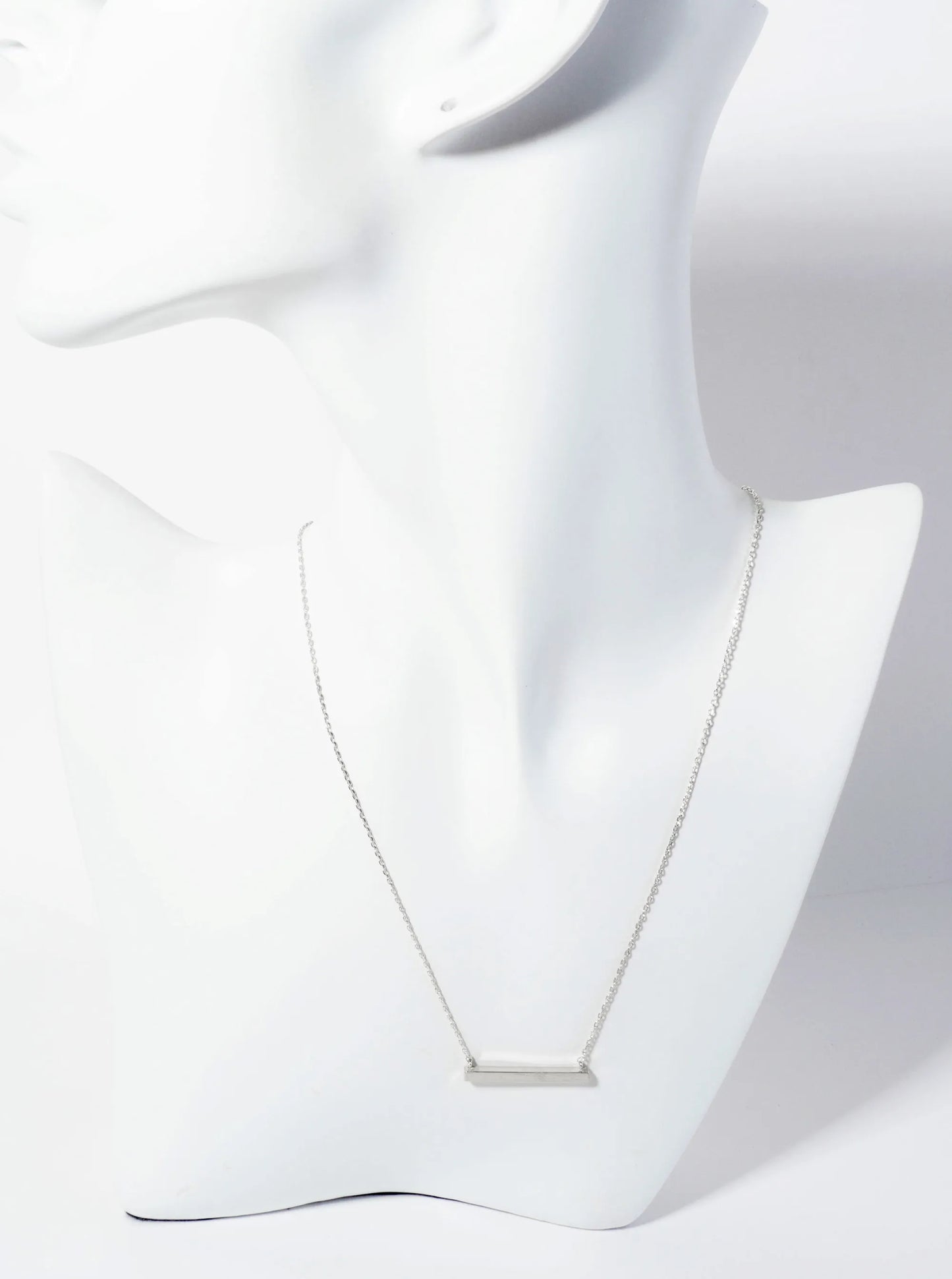 18K-Gold-Dipped Brushed Brass 1-inch Horizontal Bar Pendant Necklace