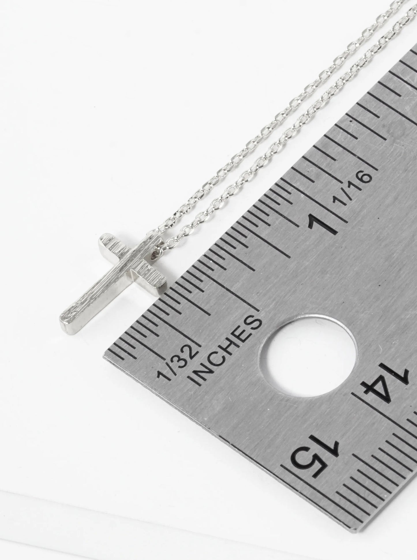 18K Gold Dipped Brushed Brass 13mm Cross Pendant Necklace