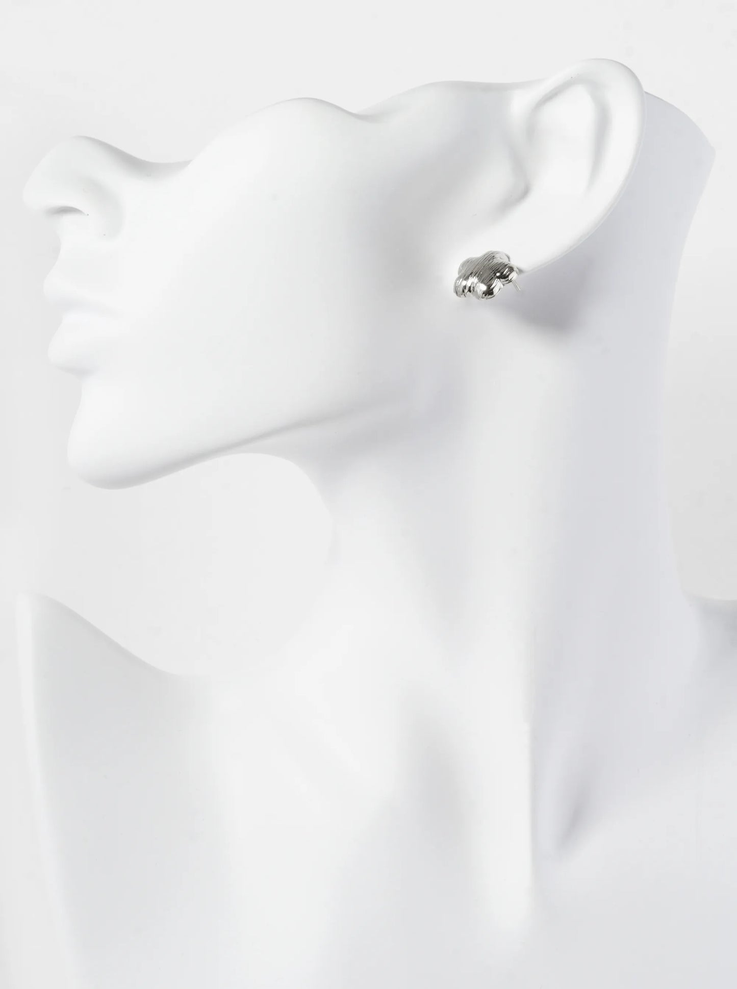 18K Gold Dipped Brushed Brass 13mm Puffy Flower Stud Earrings