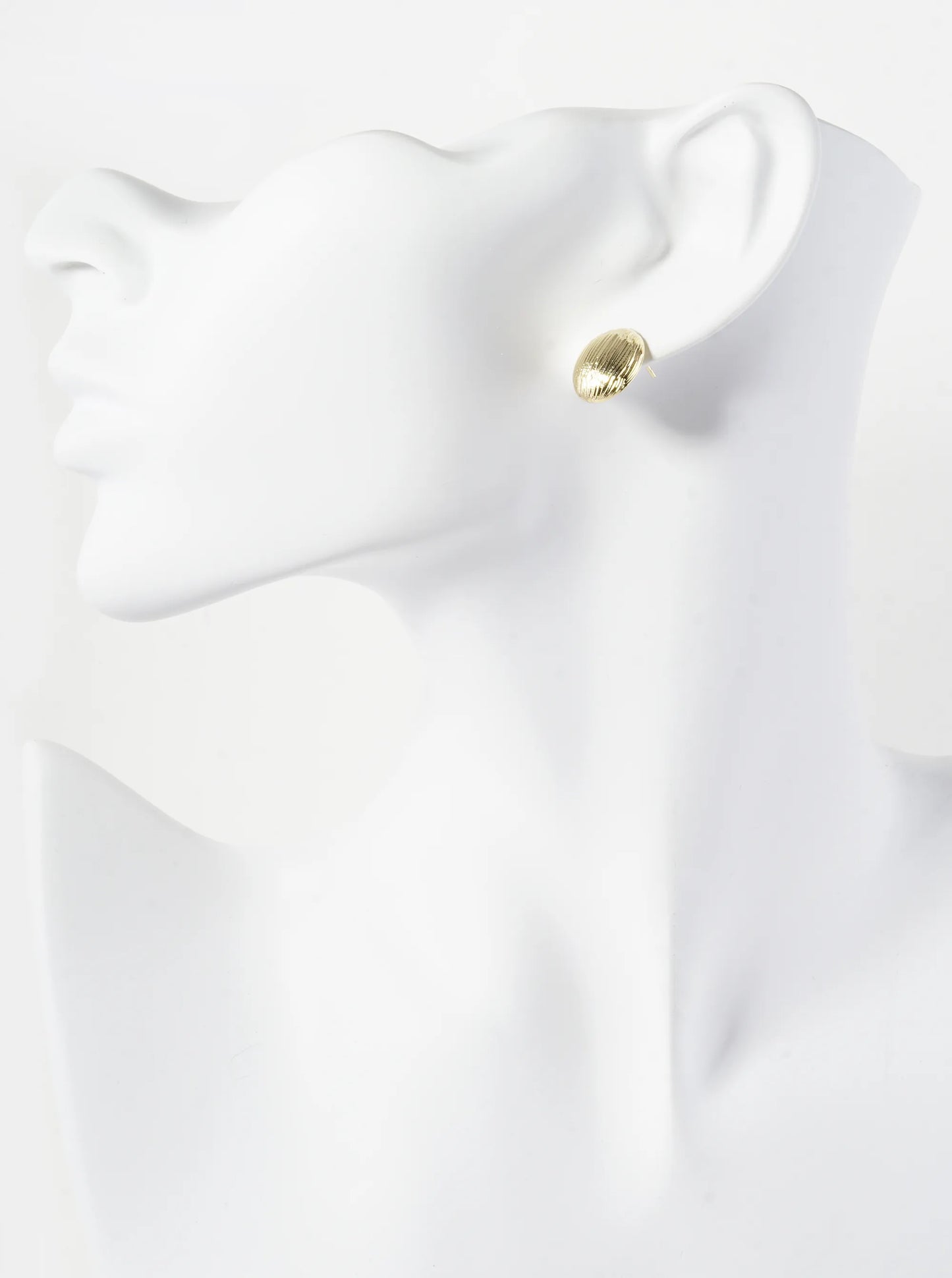 18K Gold Dipped Brushed Brass 14mm Puffy Oval Stud Earrings