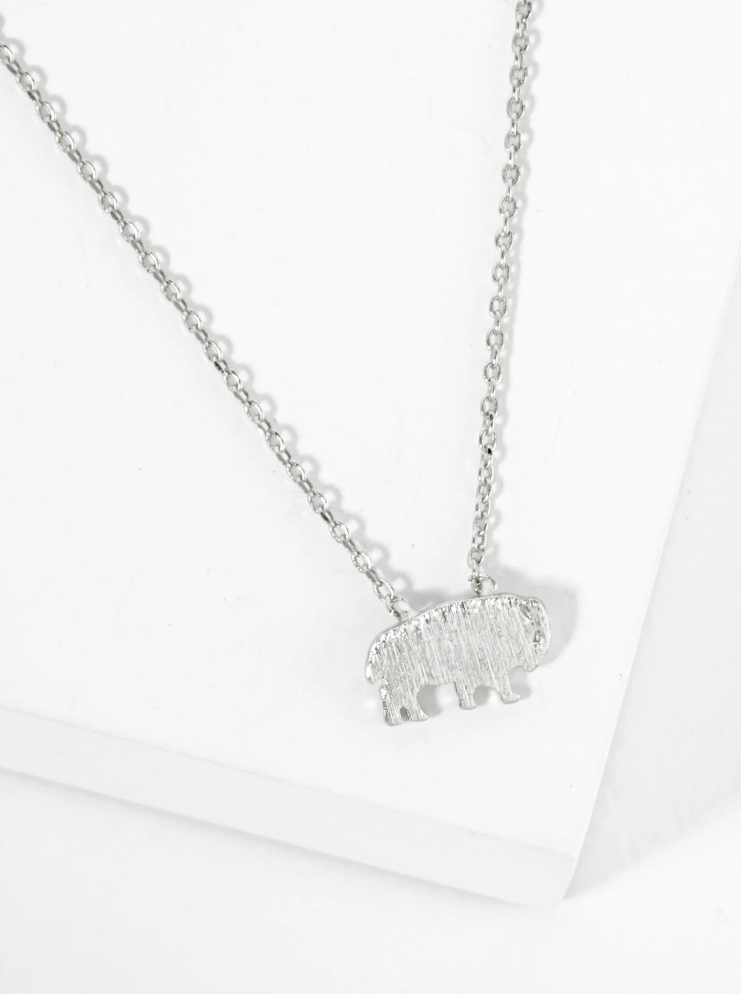 18K Gold Dipped Brushed Brass Buffalo Pendant Necklace
