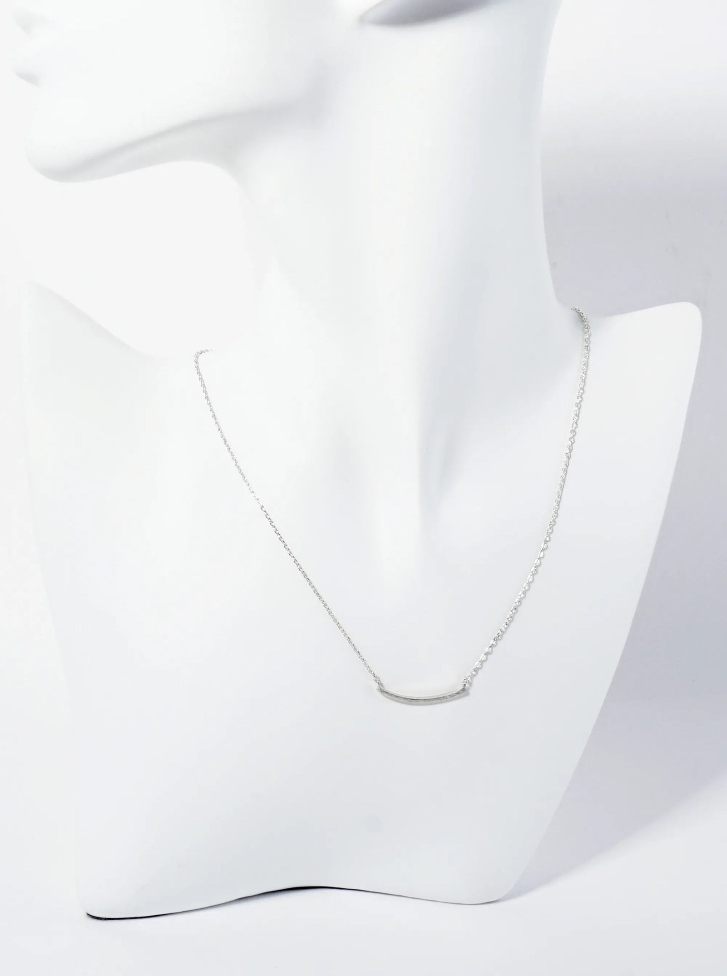 18K Gold Dipped Brushed Brass Curved Bar Pendant Necklace