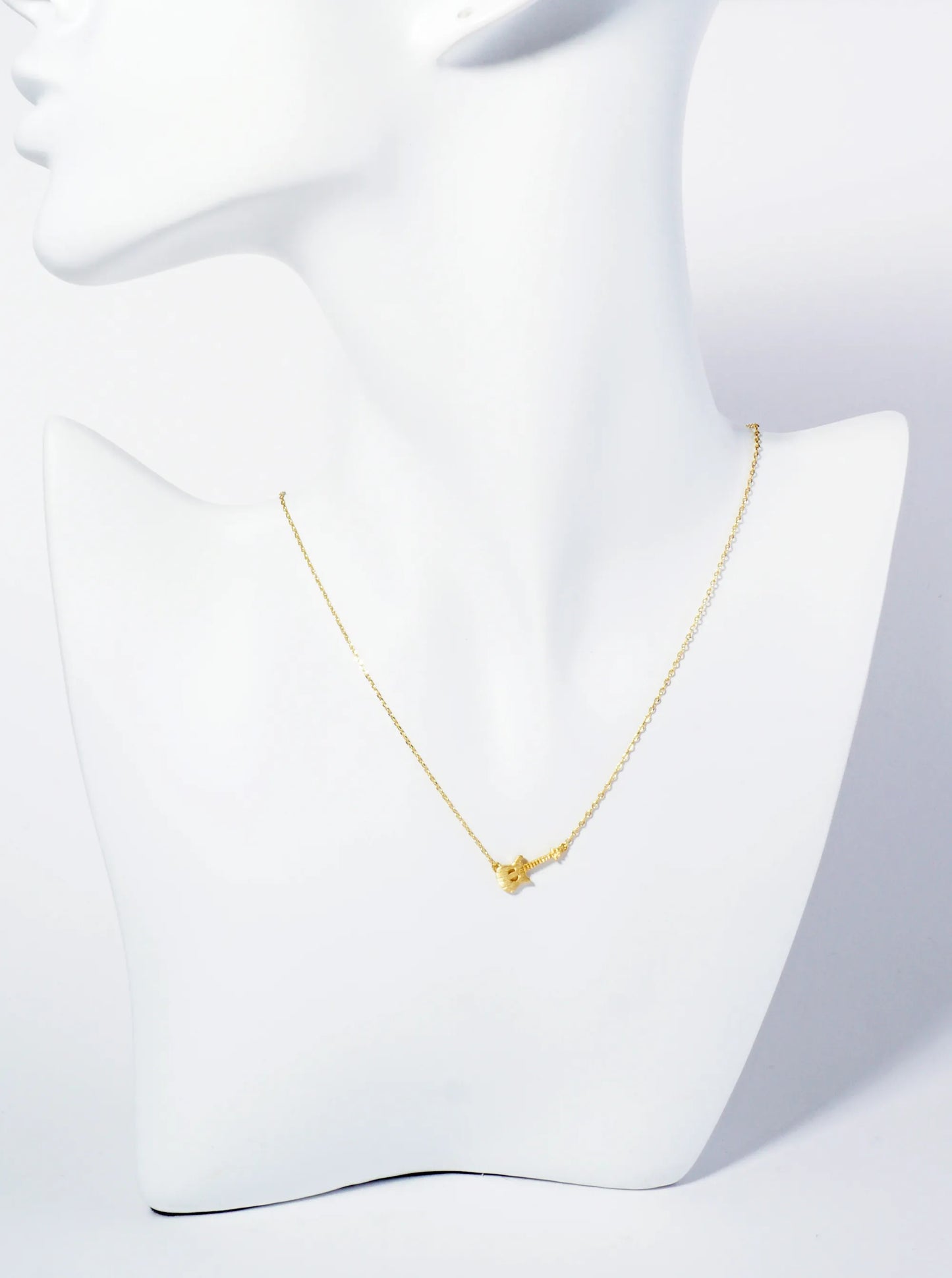 18K Gold Dipped Brushed Brass Electric Guitar Pendant Necklace