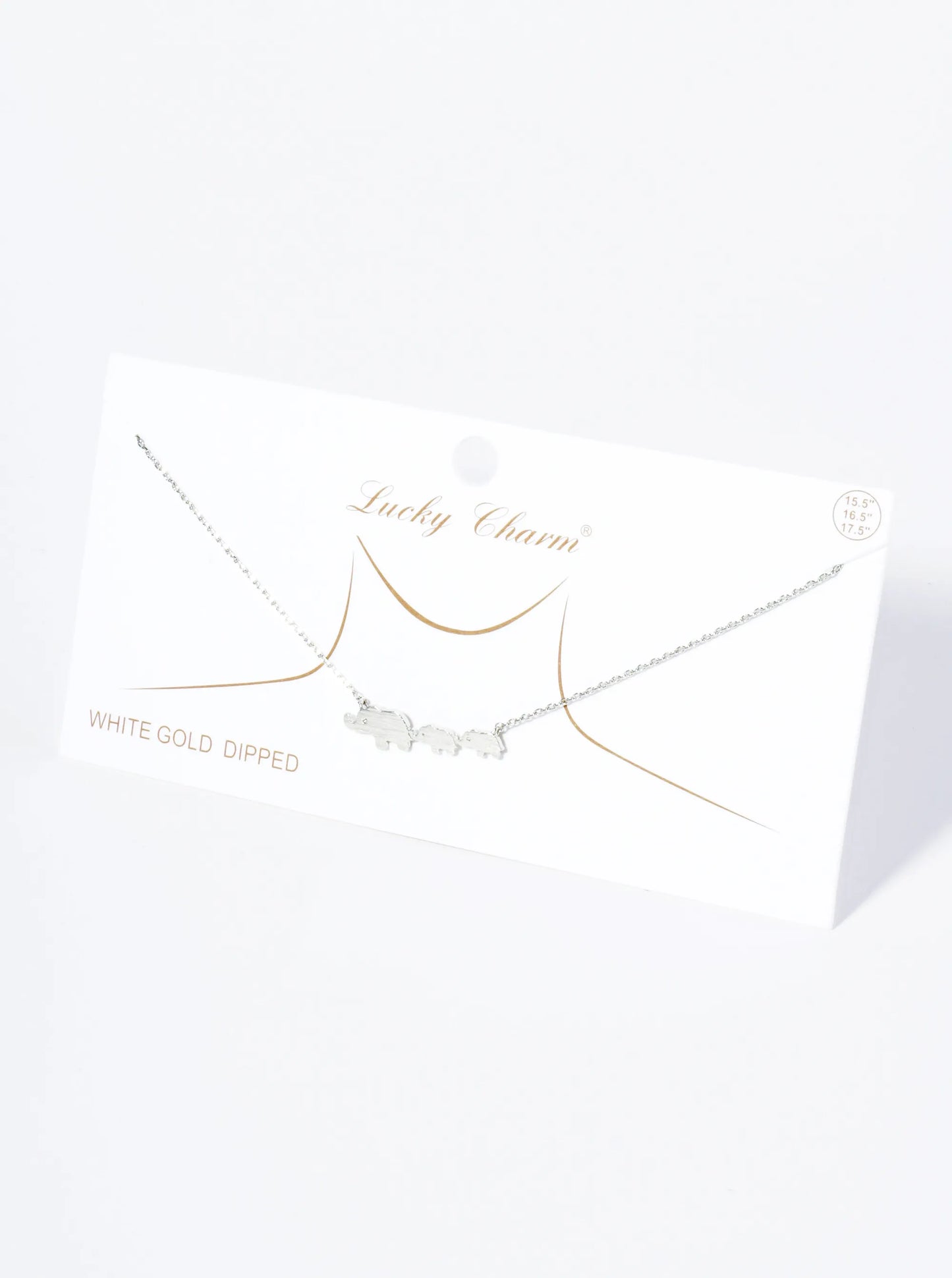 18K Gold Dipped Brushed Brass Elephant Family Pendant Necklace