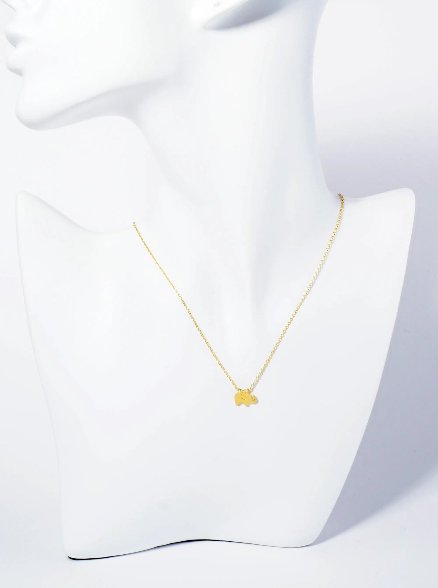 18K Gold Dipped Brushed Brass Elephant Pendant Necklace