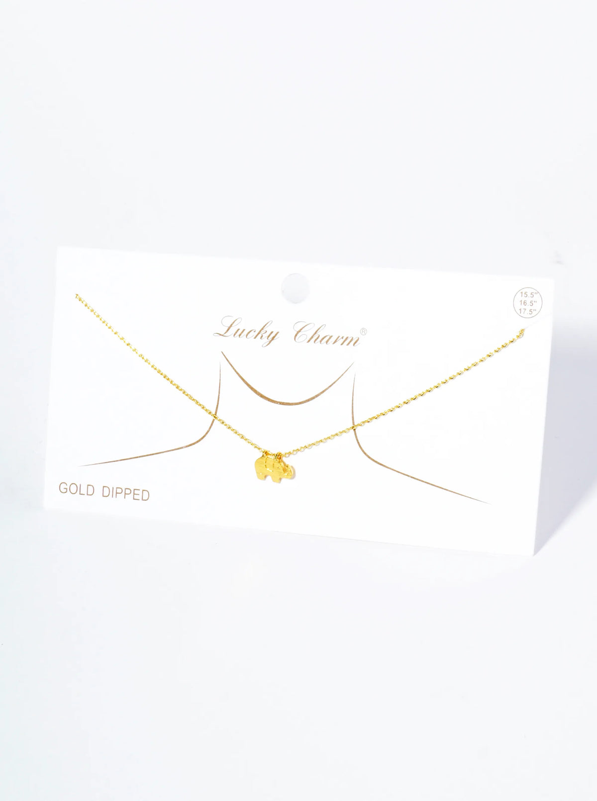 18K Gold Dipped Brushed Brass Elephant Pendant Necklace