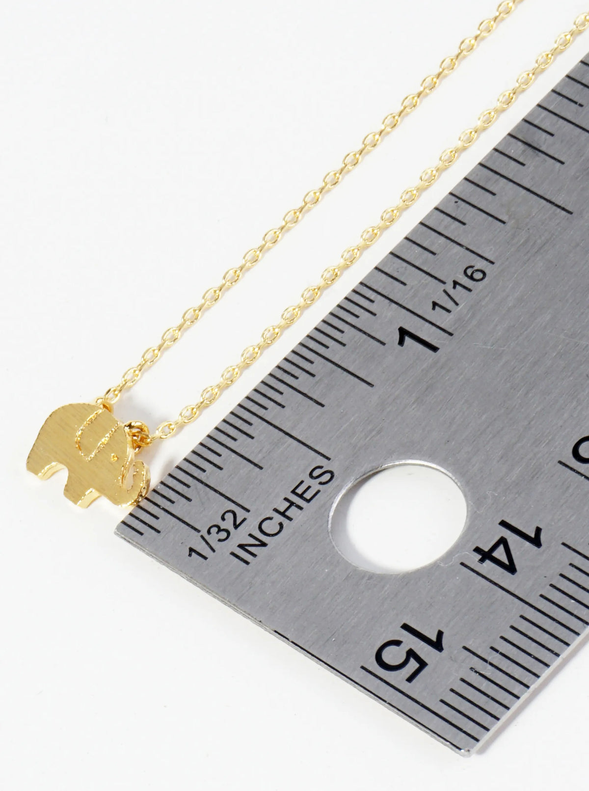 18K Gold Dipped Brushed Brass Elephant Pendant Necklace