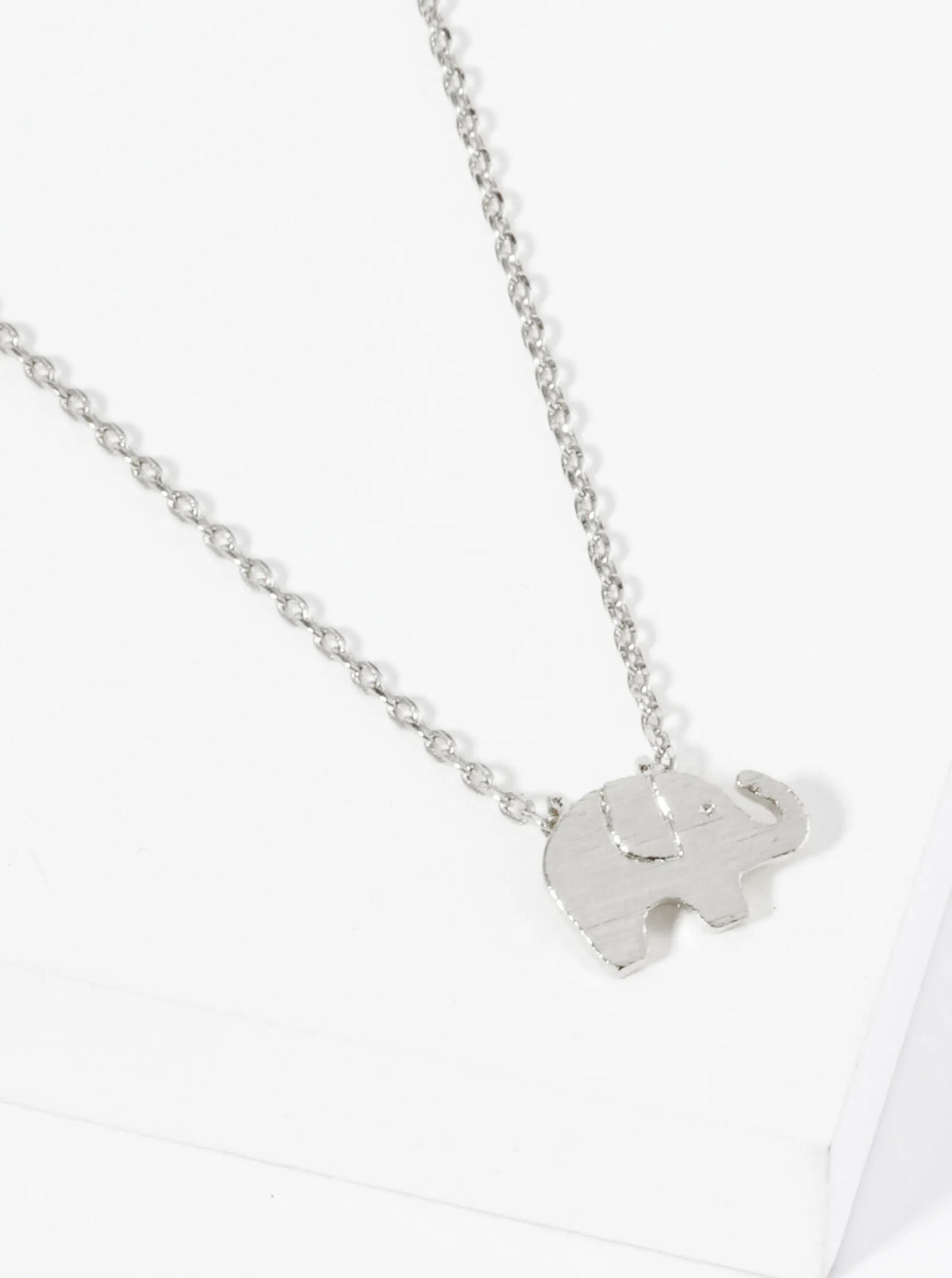 18K Gold Dipped Brushed Brass Elephant Pendant Necklace