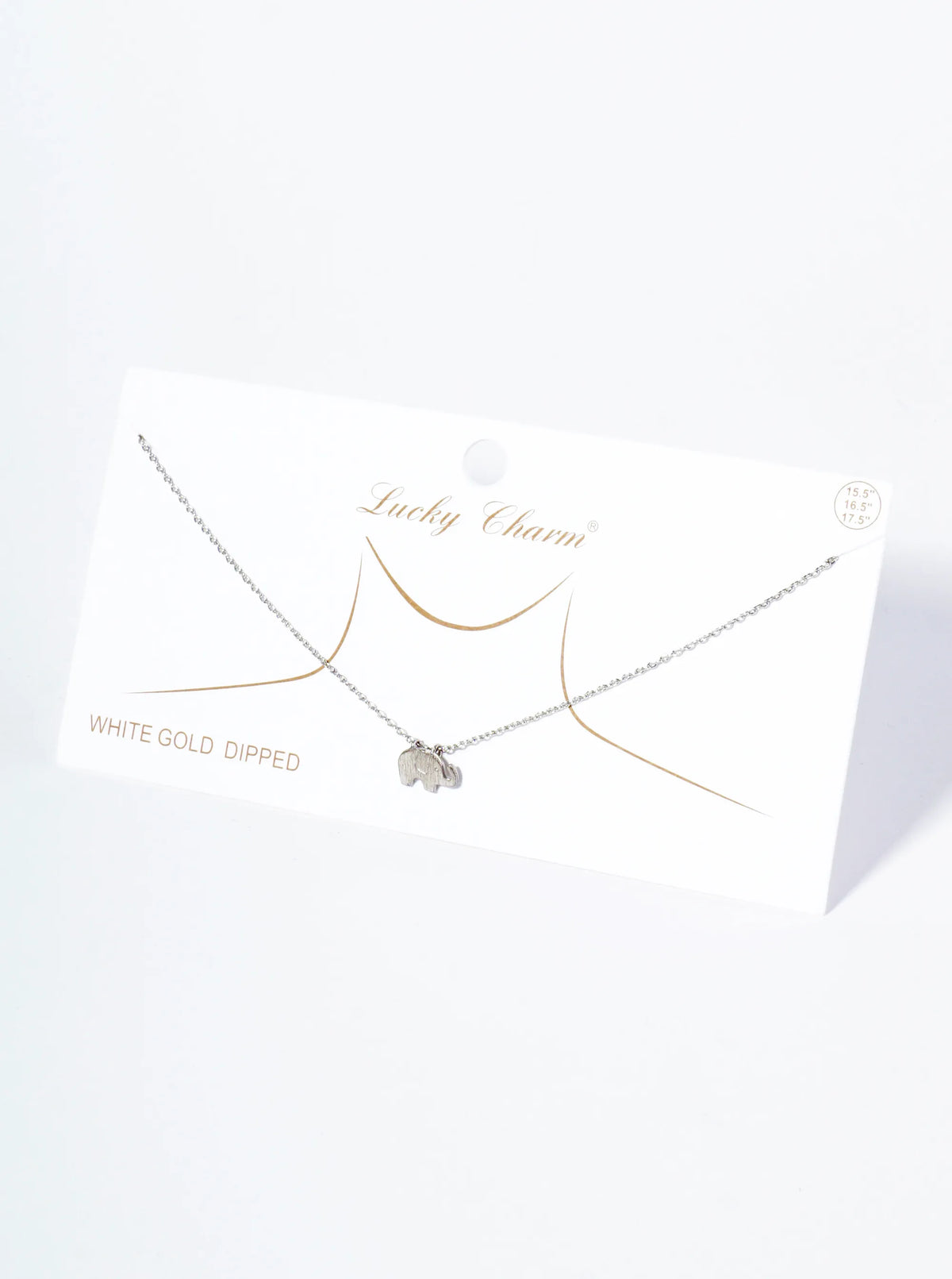18K Gold Dipped Brushed Brass Elephant Pendant Necklace